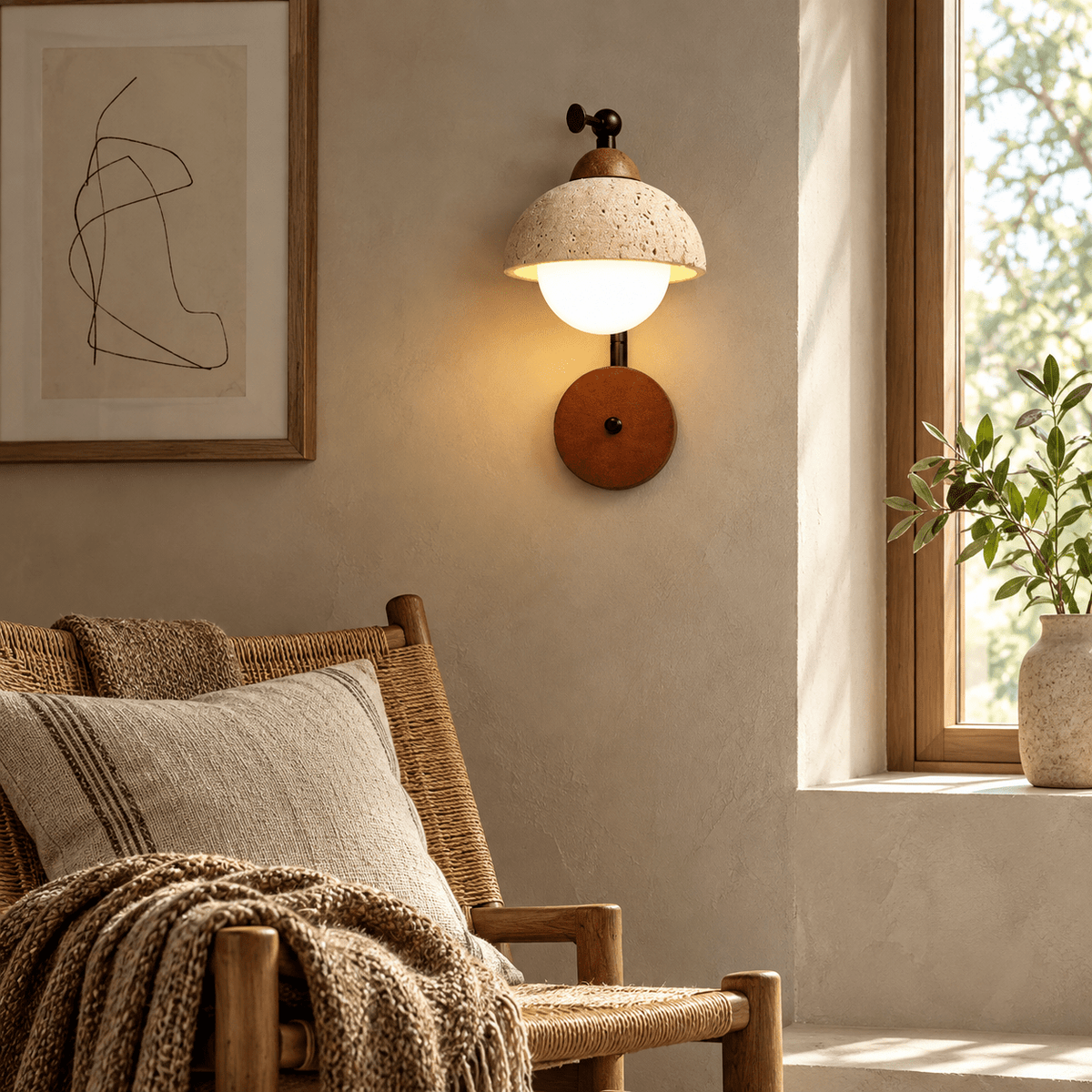 Applique Murale Bois & Travertin Design - Maison Du Design