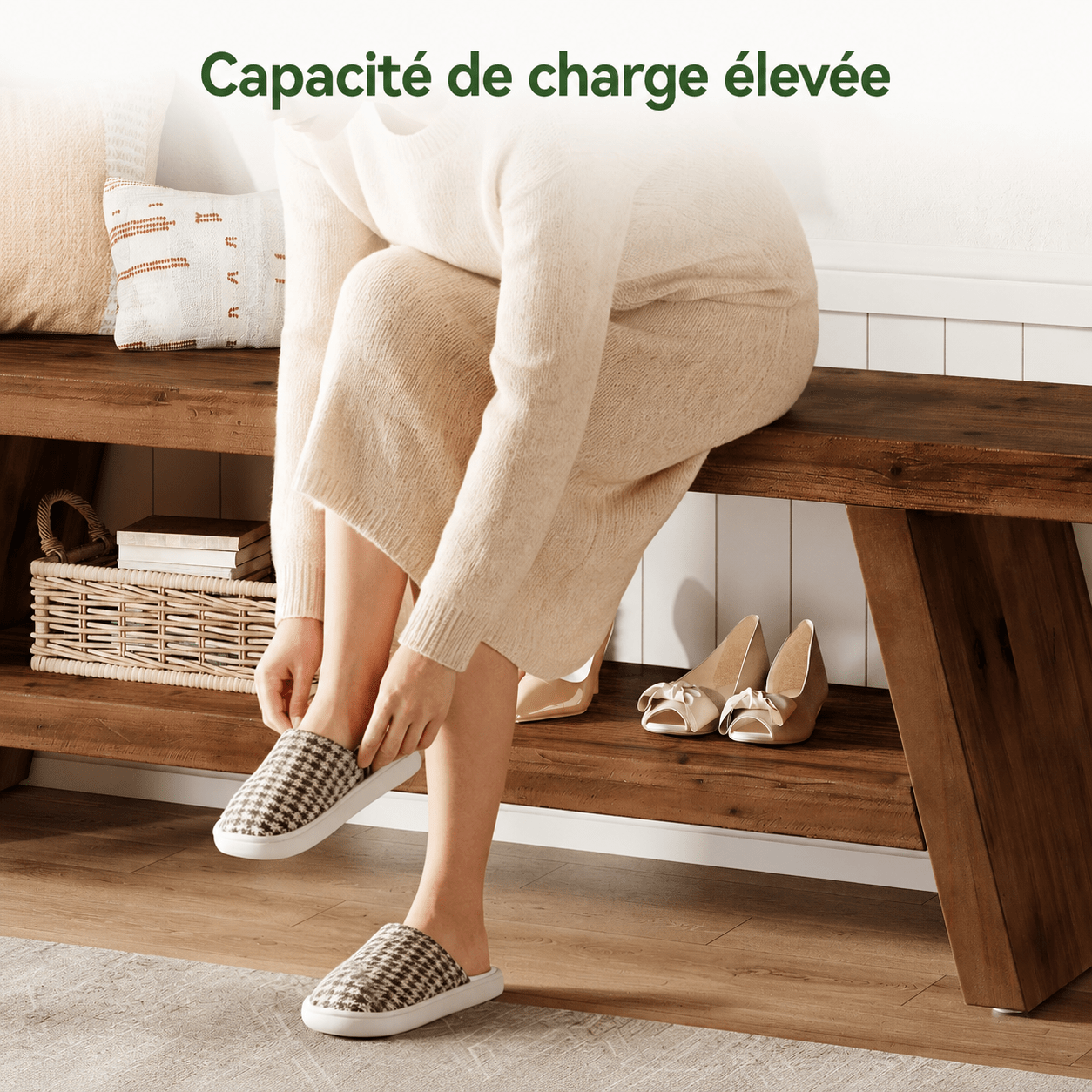 Banc d'Entrée Design Rustique Bois Brut - Maison Du Design