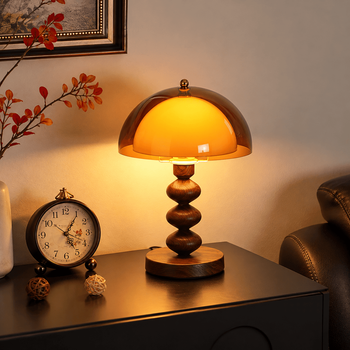 Lampe Champignon Vintage Bois - Maison Du Design