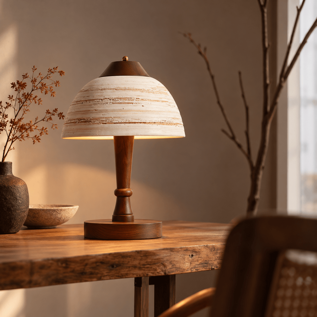 Lampe De Chevet Céramique & Bois - Maison Du Design