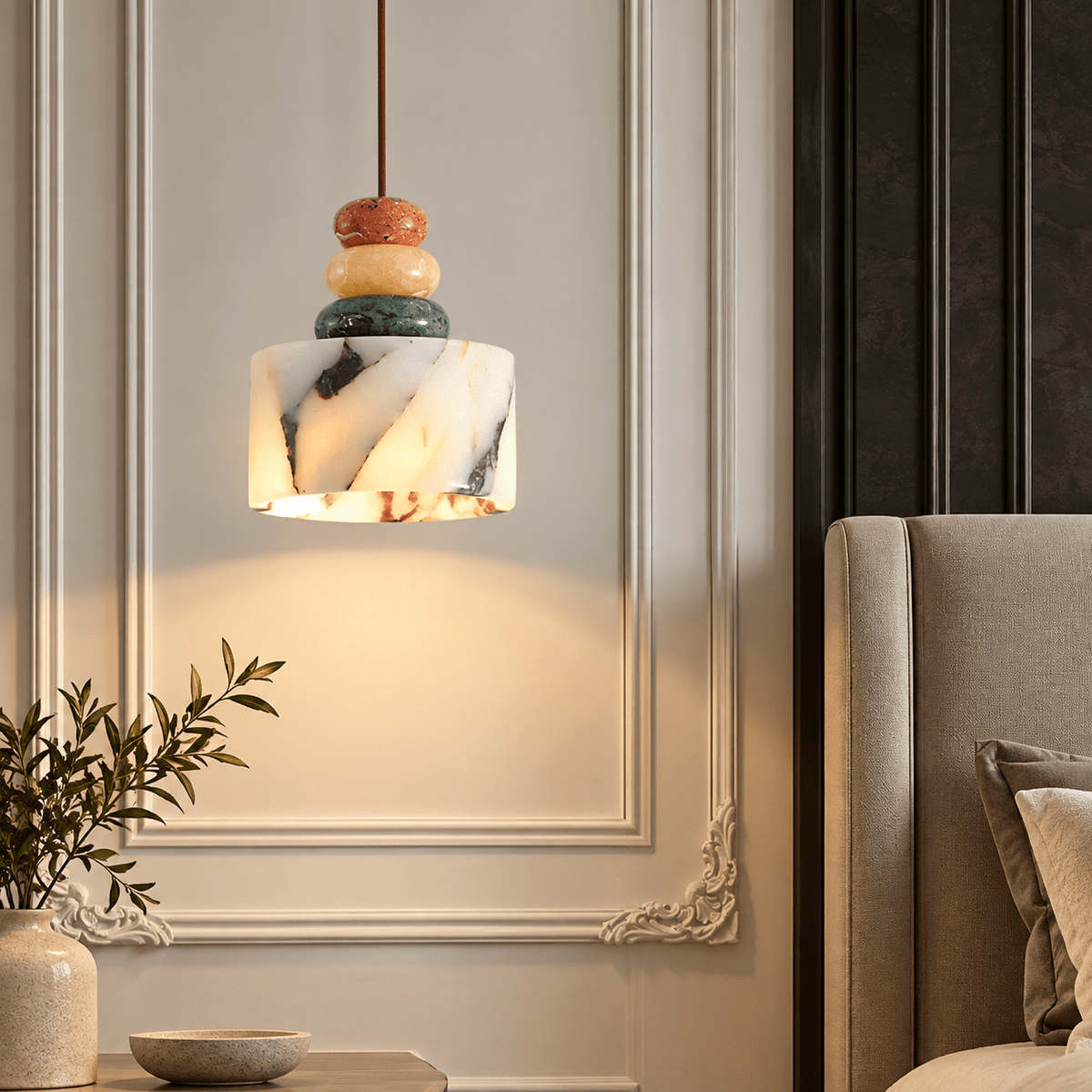 Suspension Luminaire Marbre Multicolore - Maison Du Design