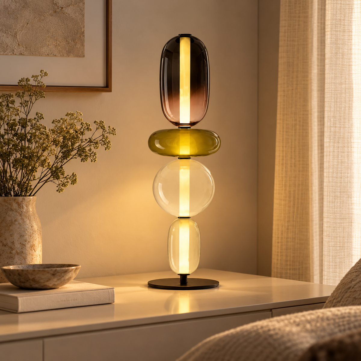 Lampe De Bureau Verre Empilés Design