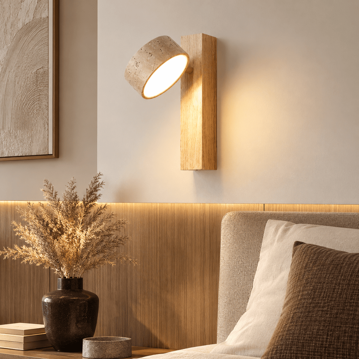 Applique Murale Bois et Travertin Design - Maison Du Design