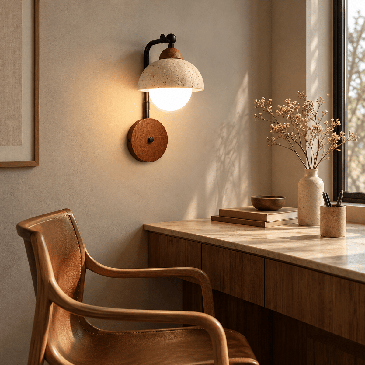 Applique Murale Bois & Travertin Design - Maison Du Design
