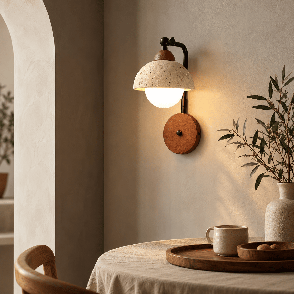 Applique Murale Bois & Travertin Design - Maison Du Design