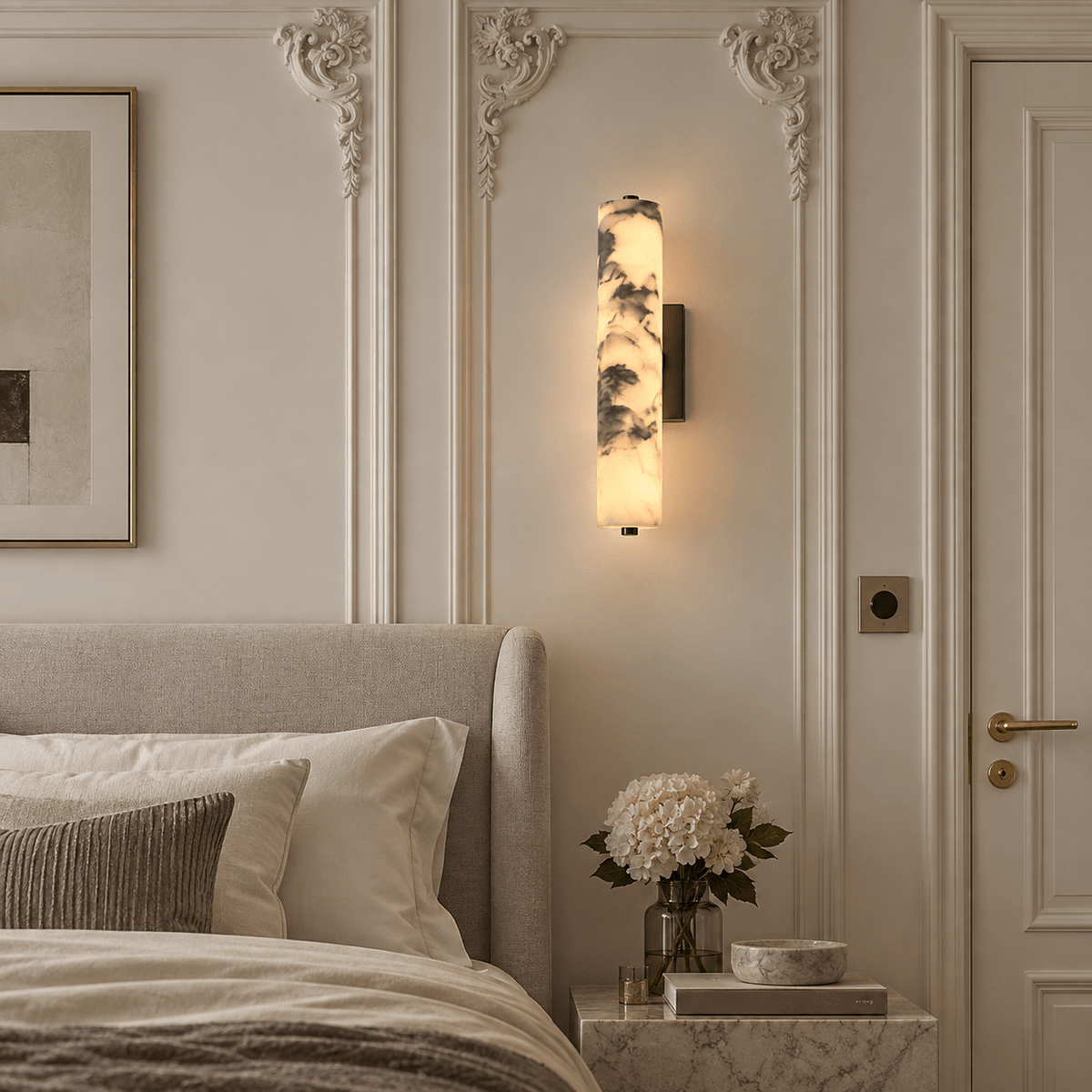 Applique Murale Colonne Marbre Noir et Blanc - Maison Du Design