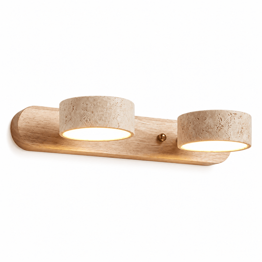 Applique Murale Double Spot Bois & Travertin - Maison Du Design