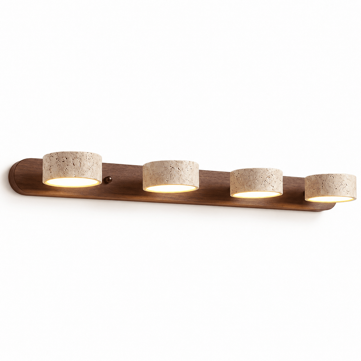 Applique Murale Quadruple Spot Bois Foncé & Travertin - Maison Du Design