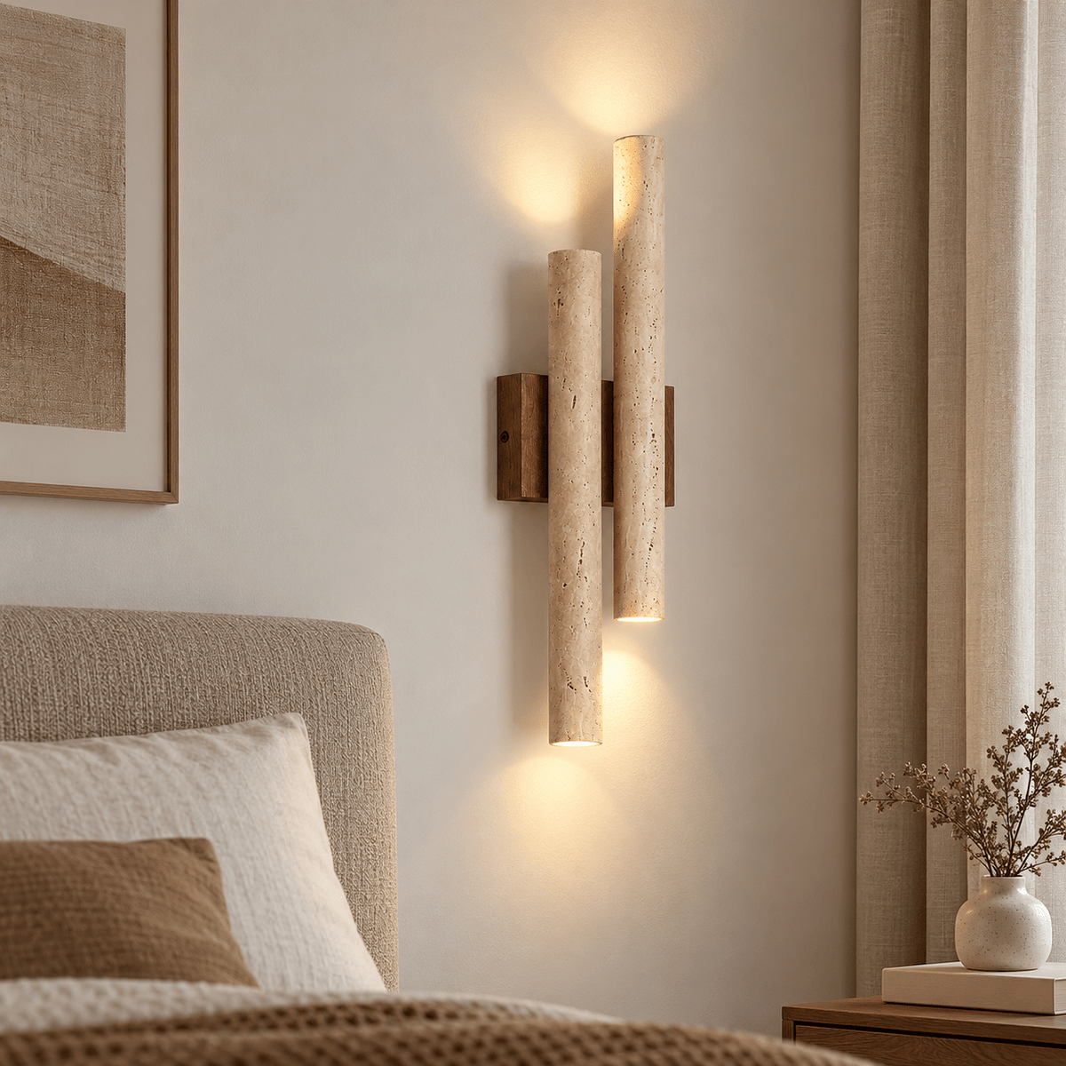 Applique Murale Travertin Cylindrique Duo - Maison Du Design