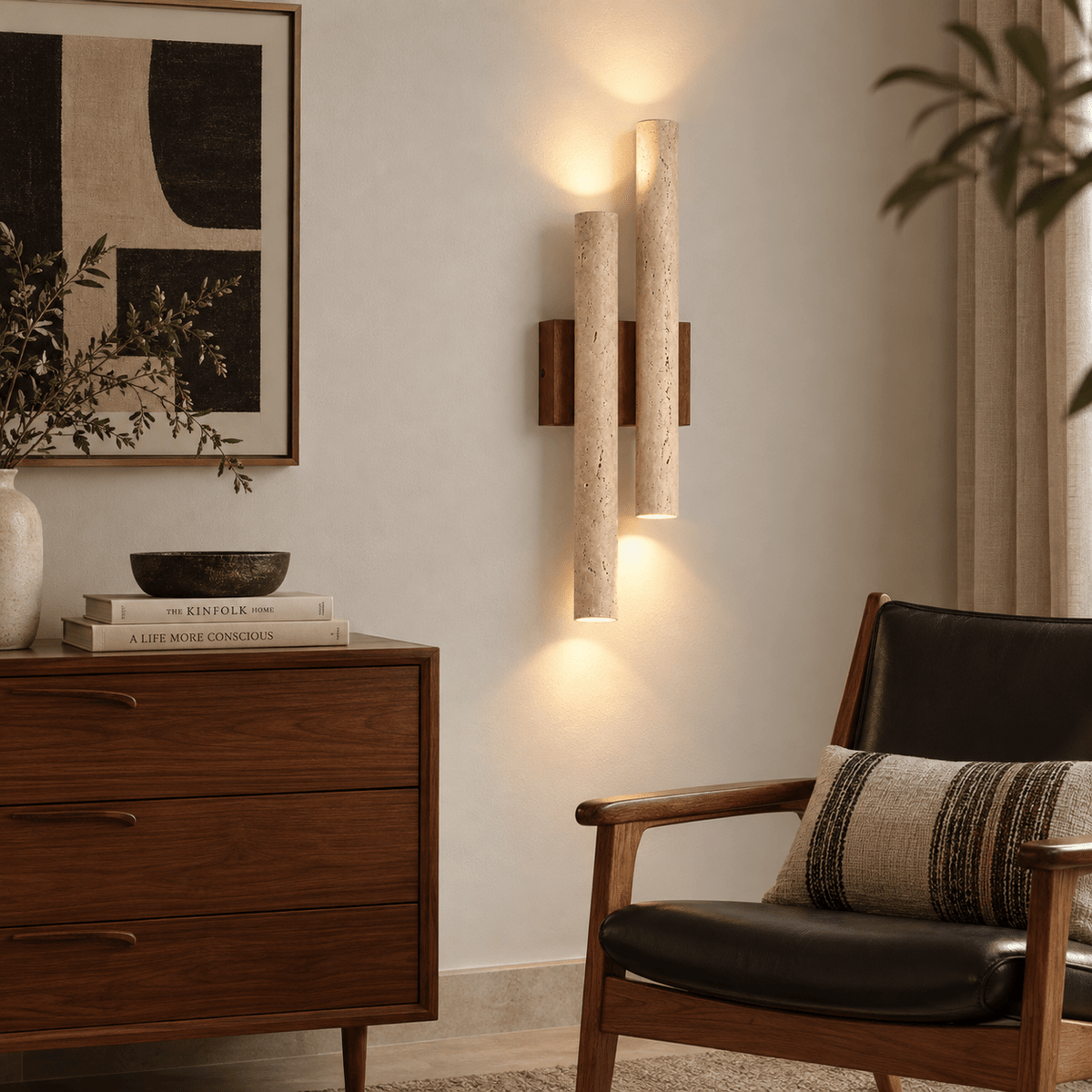 Applique Murale Travertin Cylindrique Duo - Maison Du Design