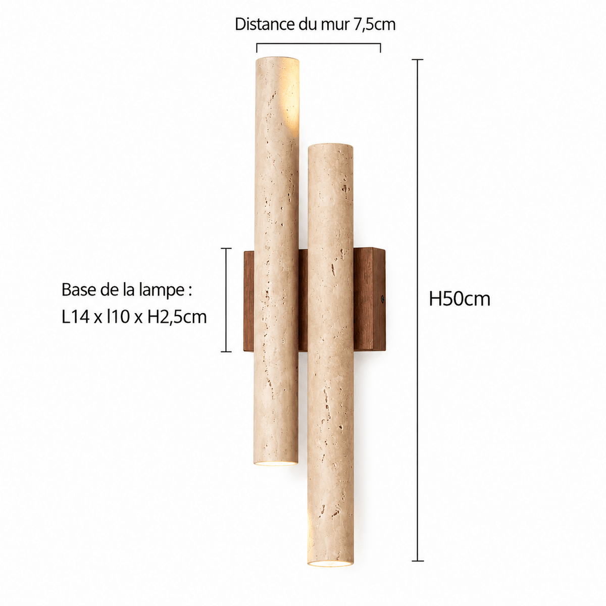 Applique Murale Travertin Cylindrique Duo - Maison Du Design