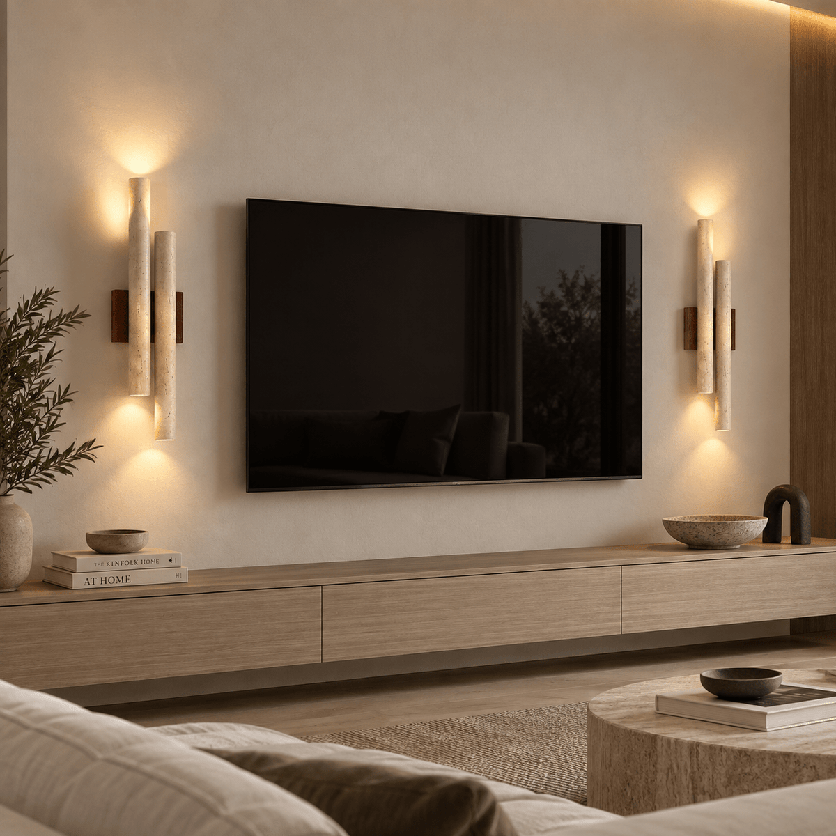 Applique Murale Travertin Cylindrique Duo - Maison Du Design