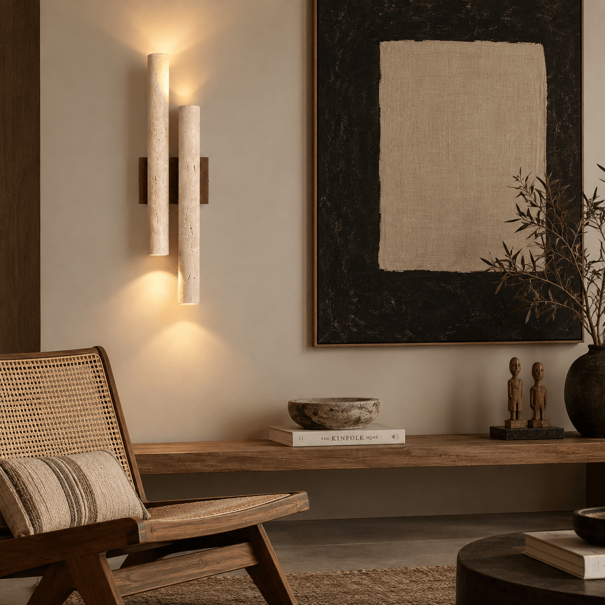 Applique Murale Travertin Cylindrique Duo - Maison Du Design
