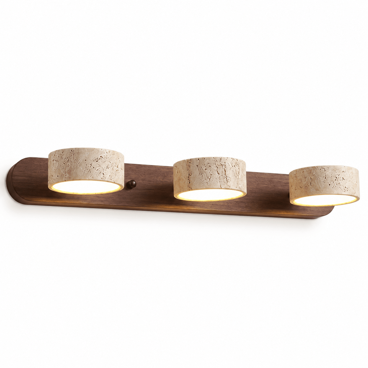 Applique Murale Triple Spot Bois Foncé & Travertin - Maison Du Design
