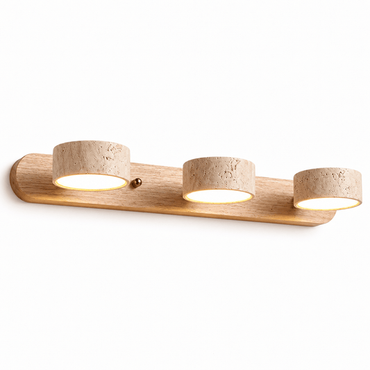 Applique Murale Triple Spot Bois & Travertin - Maison Du Design