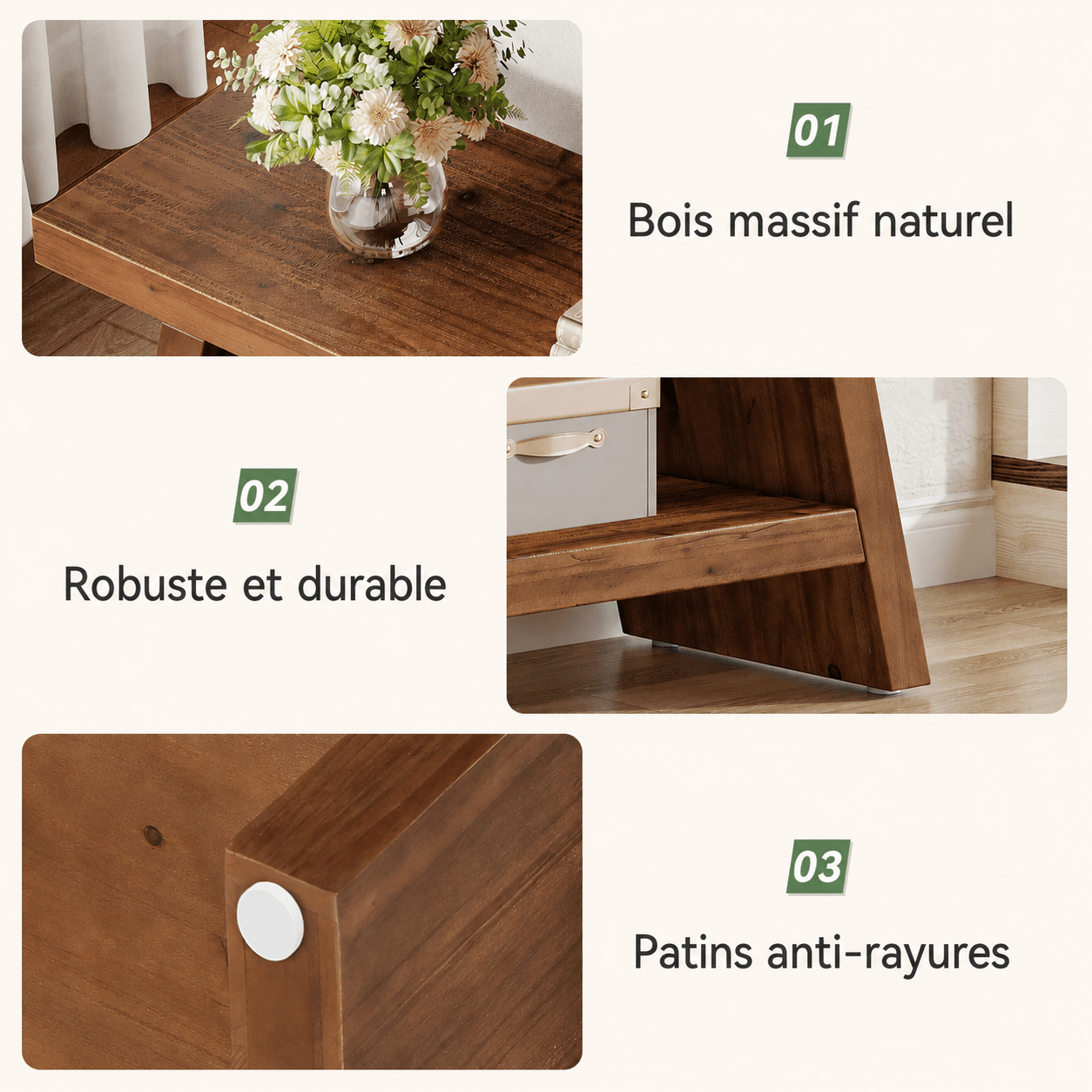 Banc d'Entrée Design Rustique Bois Brut - Maison Du Design