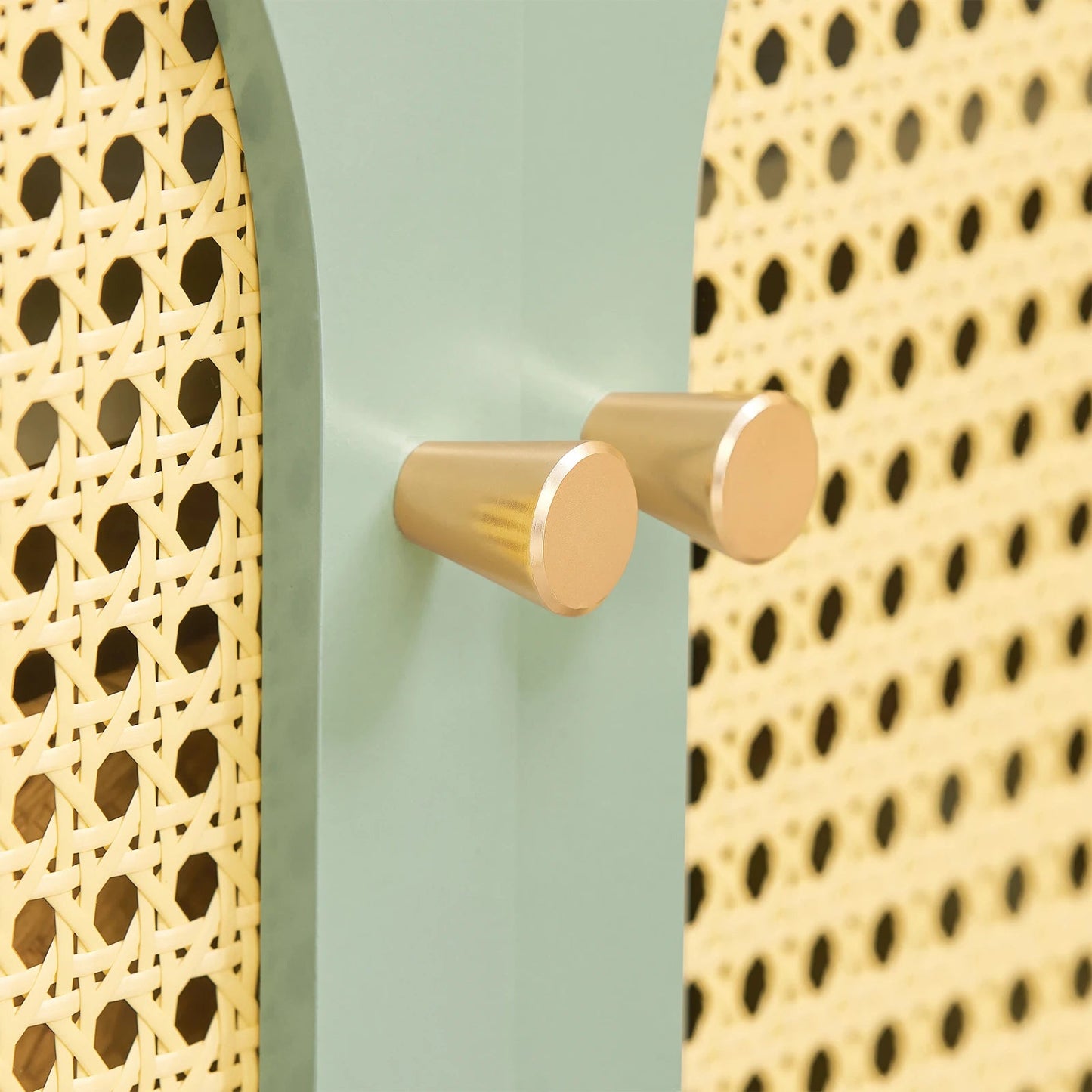 Banc d'Entrée Vert Sauge en Cannage Rotin - Maison Du Design