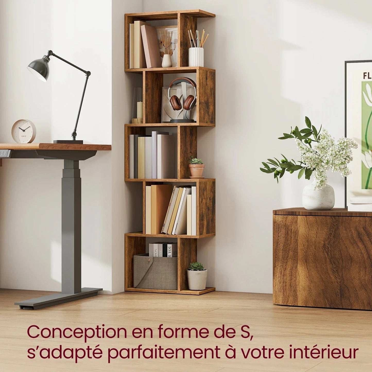 Étagère Bibliothèque Design Géométrique Blanche - Maison Du Design