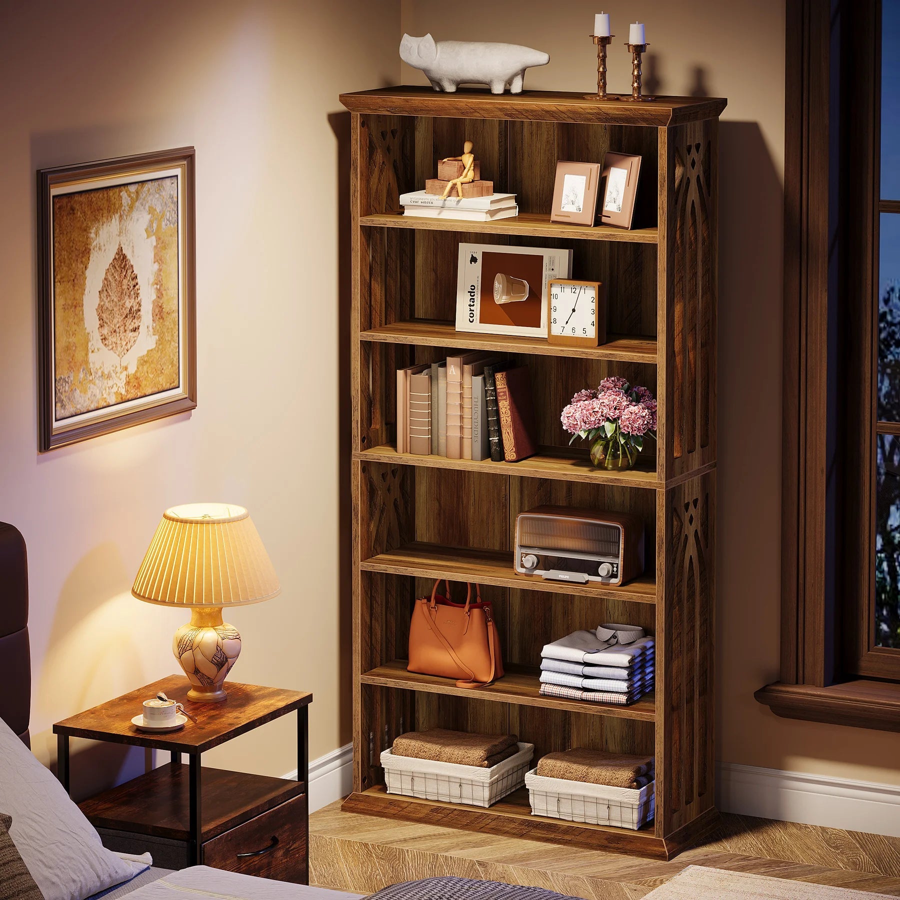 Étagère Bibliothèque Style Bois Rustique - Maison Du Design
