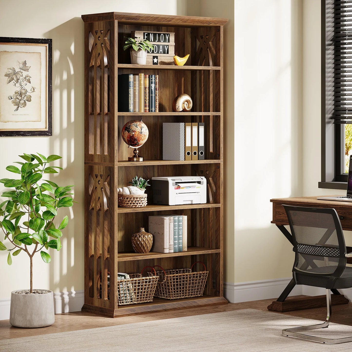 Étagère Bibliothèque Style Bois Rustique - Maison Du Design