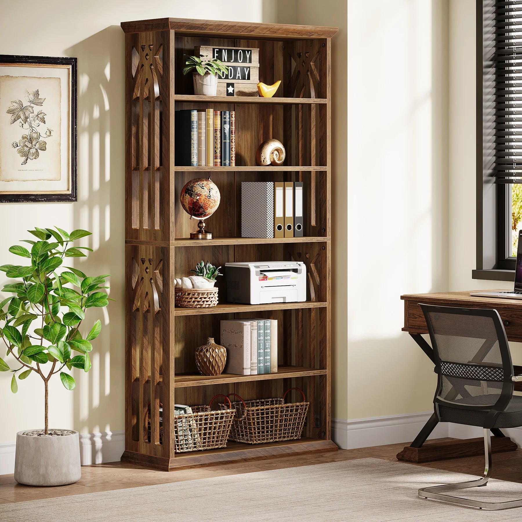 Étagère Bibliothèque Style Bois Rustique - Maison Du Design