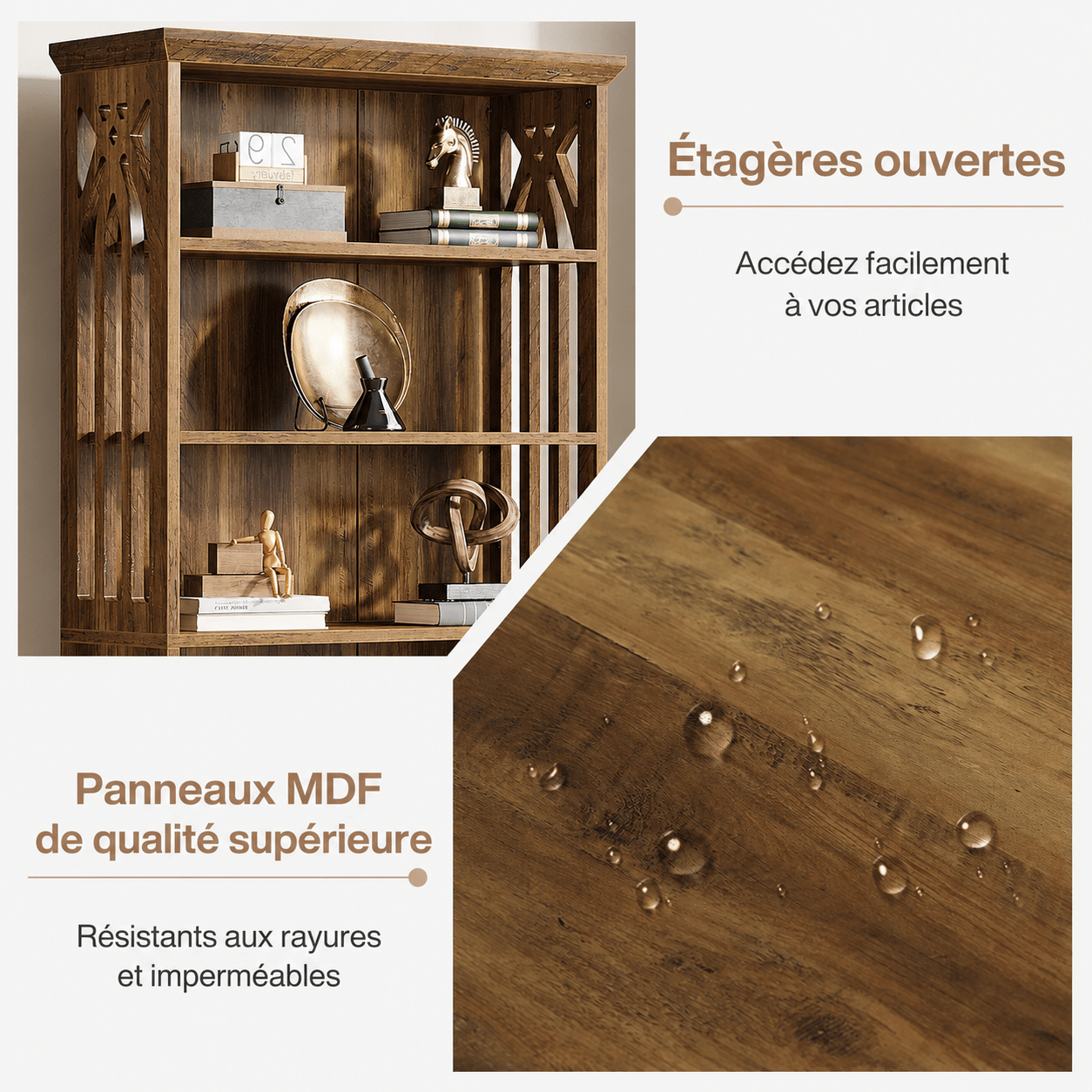 Étagère Bibliothèque Style Bois Rustique - Maison Du Design