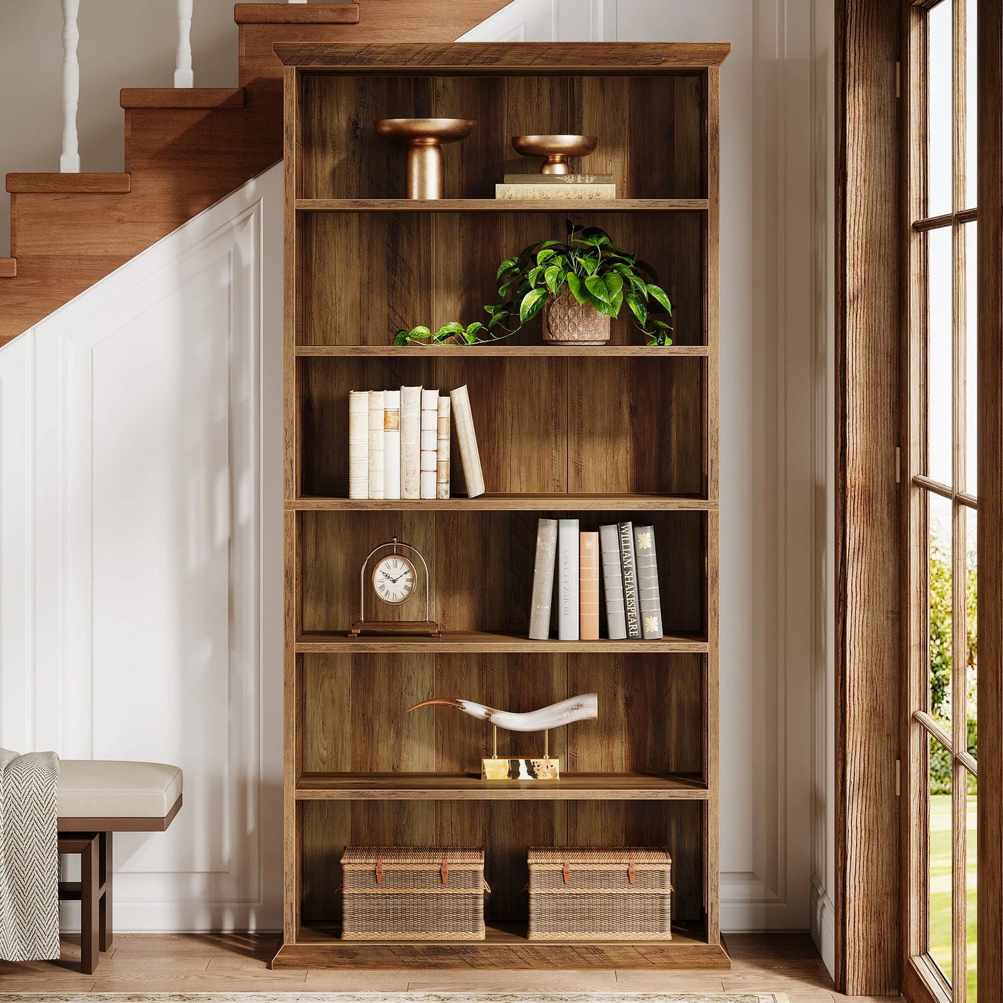 Étagère Bibliothèque Style Bois Rustique - Maison Du Design
