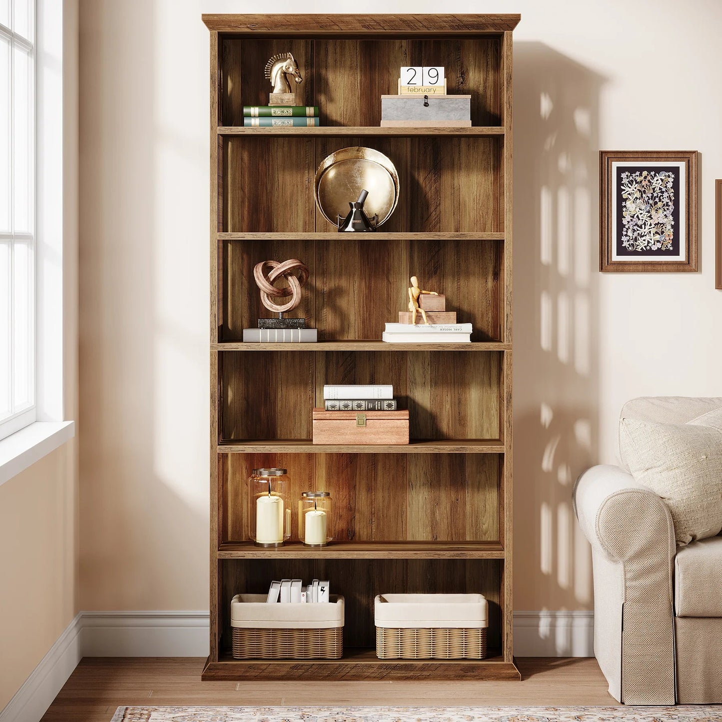 Étagère Bibliothèque Style Bois Rustique - Maison Du Design