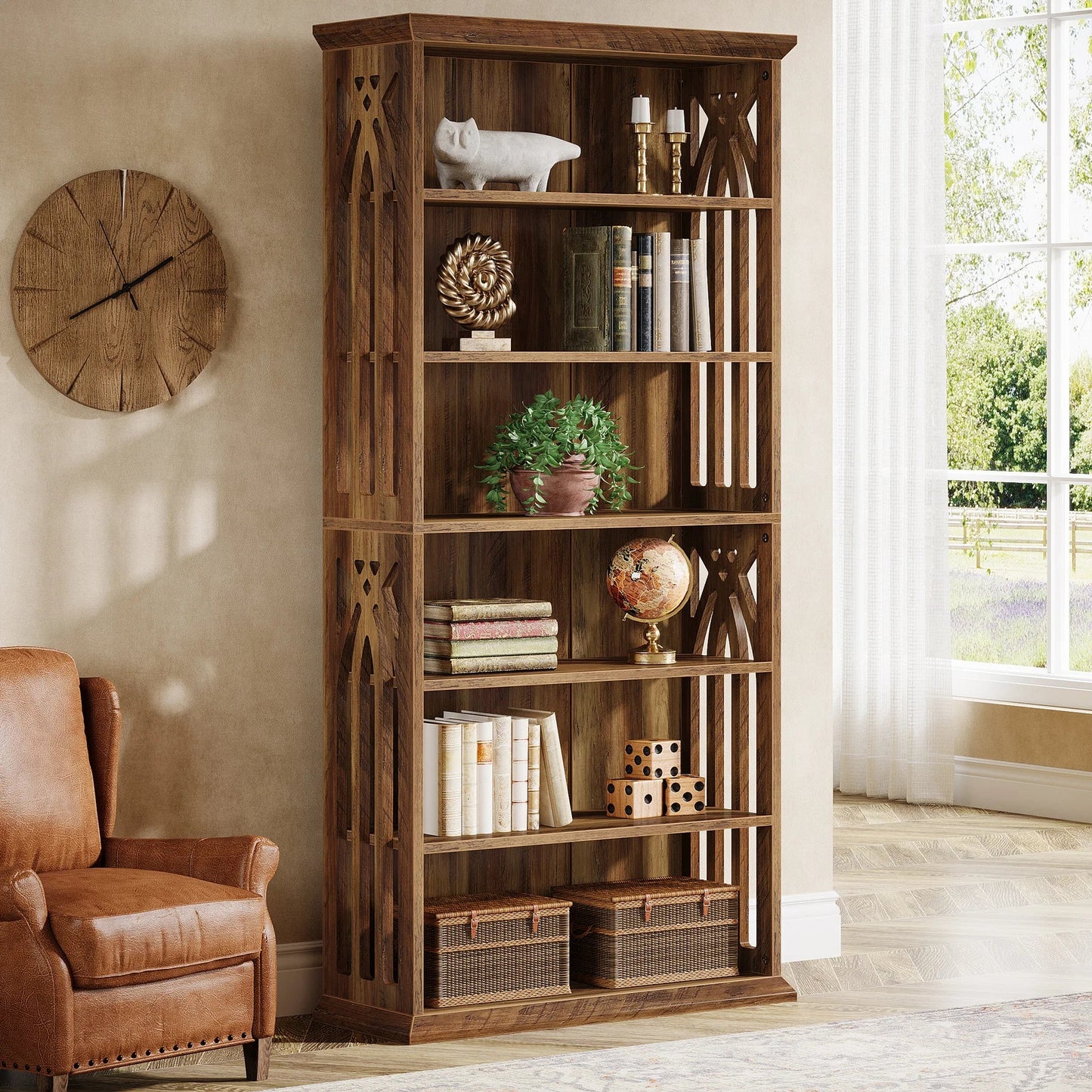 Étagère Bibliothèque Style Bois Rustique - Maison Du Design