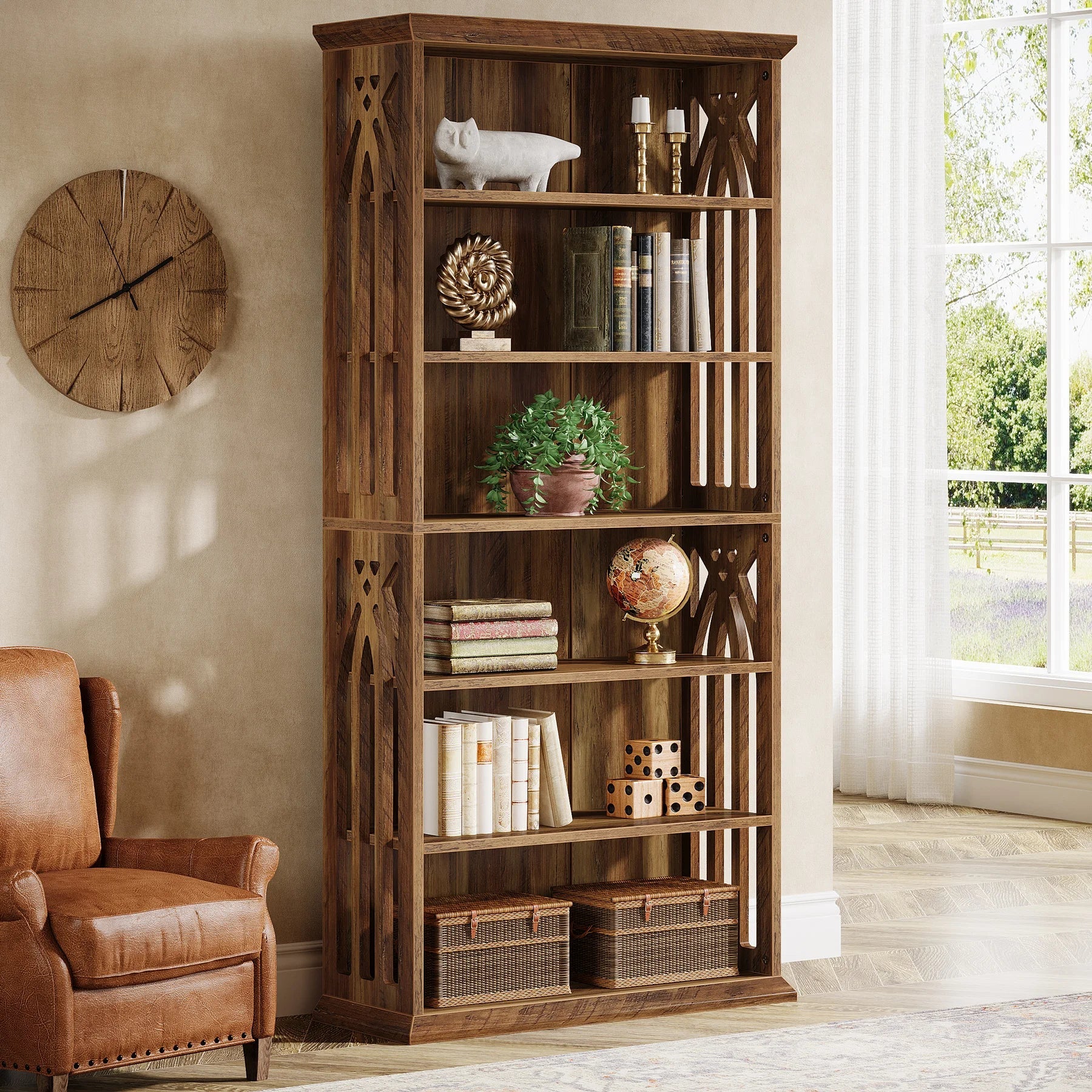 Étagère Bibliothèque Style Bois Rustique - Maison Du Design