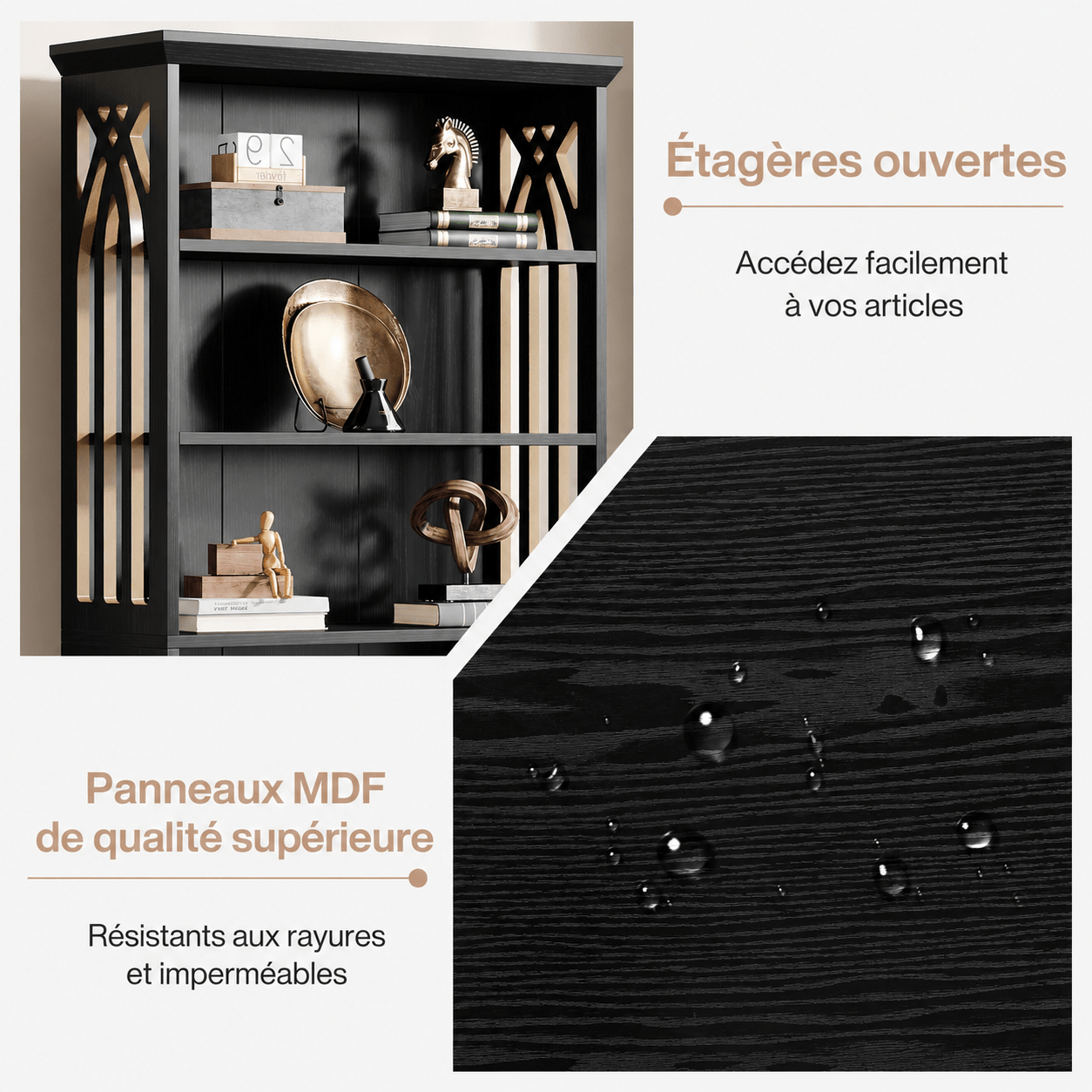 Étagère Bibliothèque Style Bois Rustique Noir - Maison Du Design