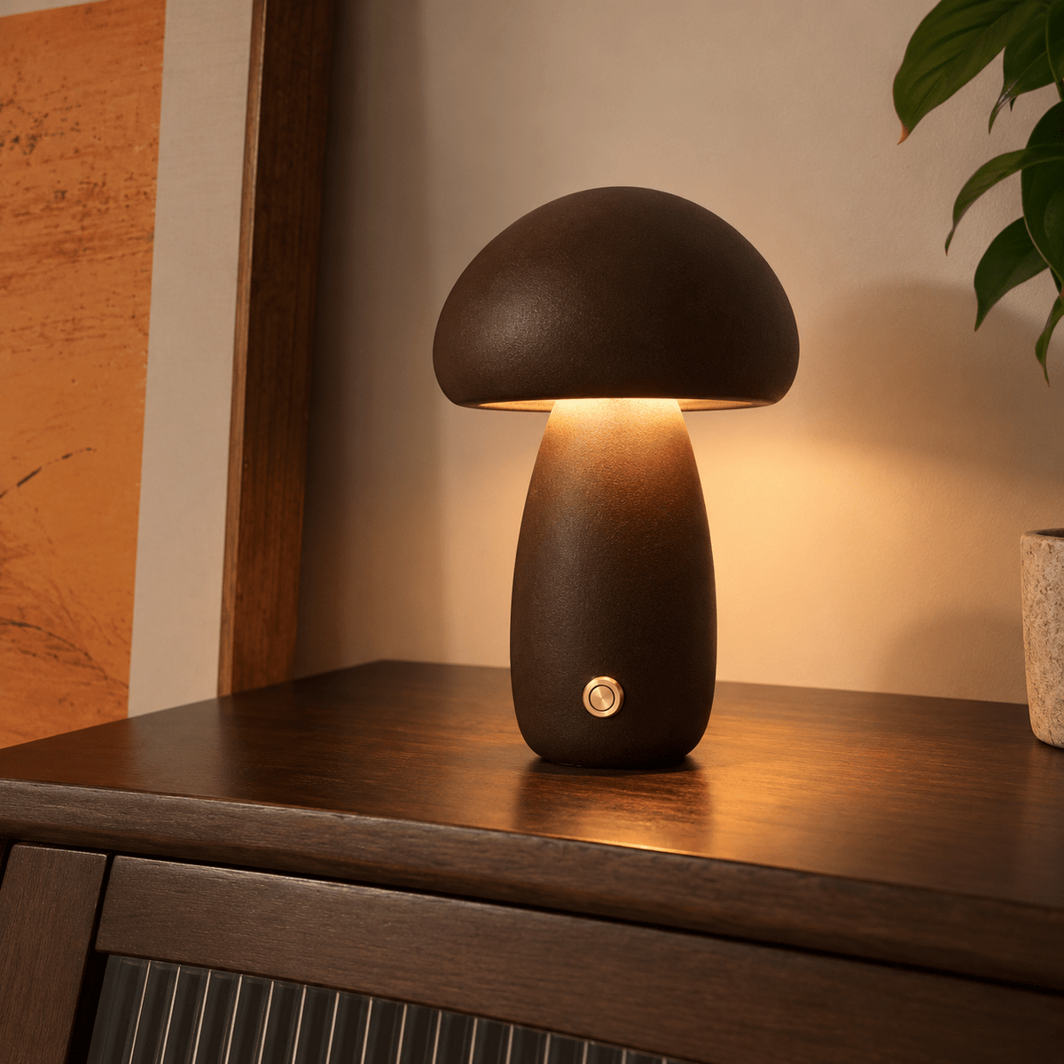 Lampe Champignon Bois Foncé - Maison Du Design