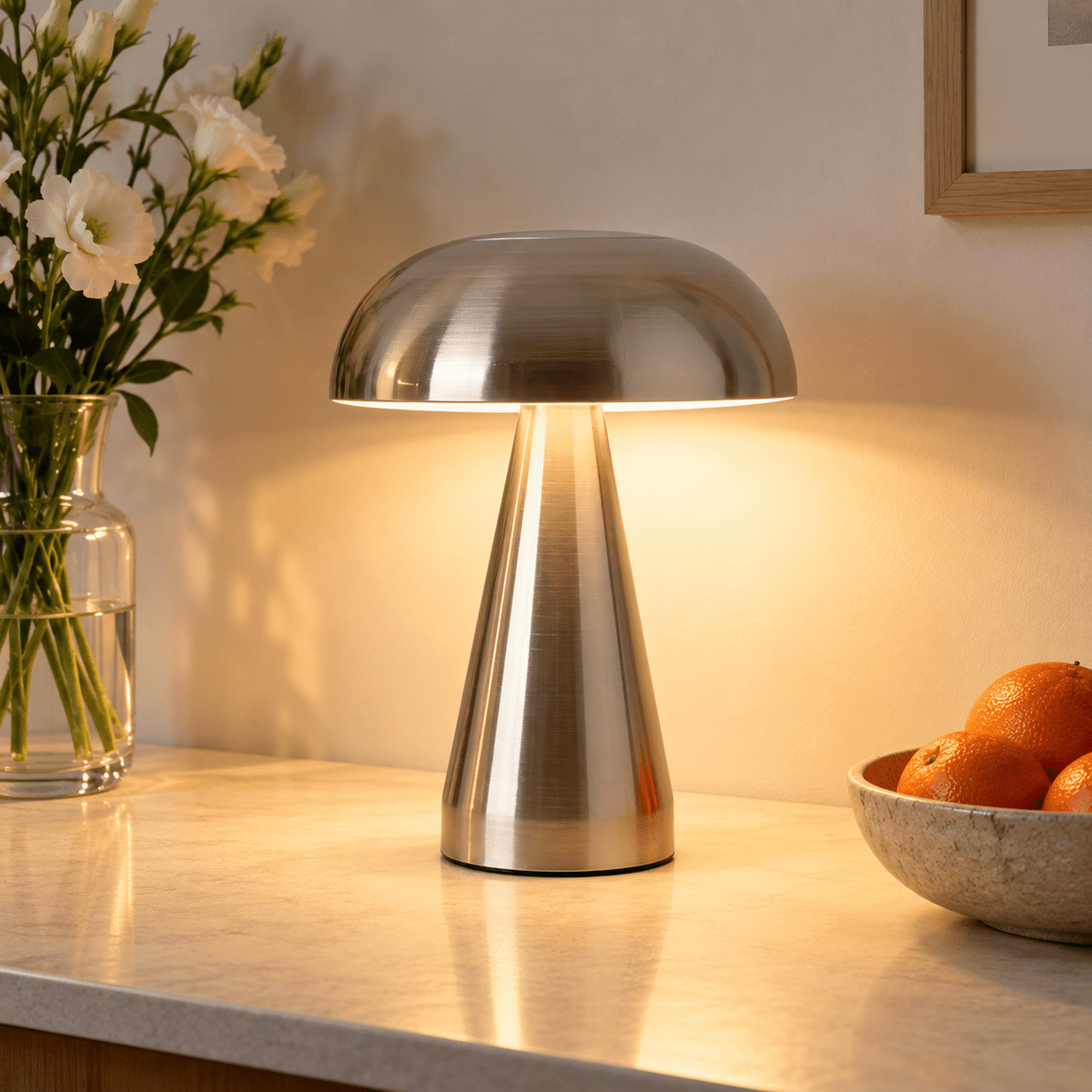 Lampe Champignon Métal Argent - Maison Du Design