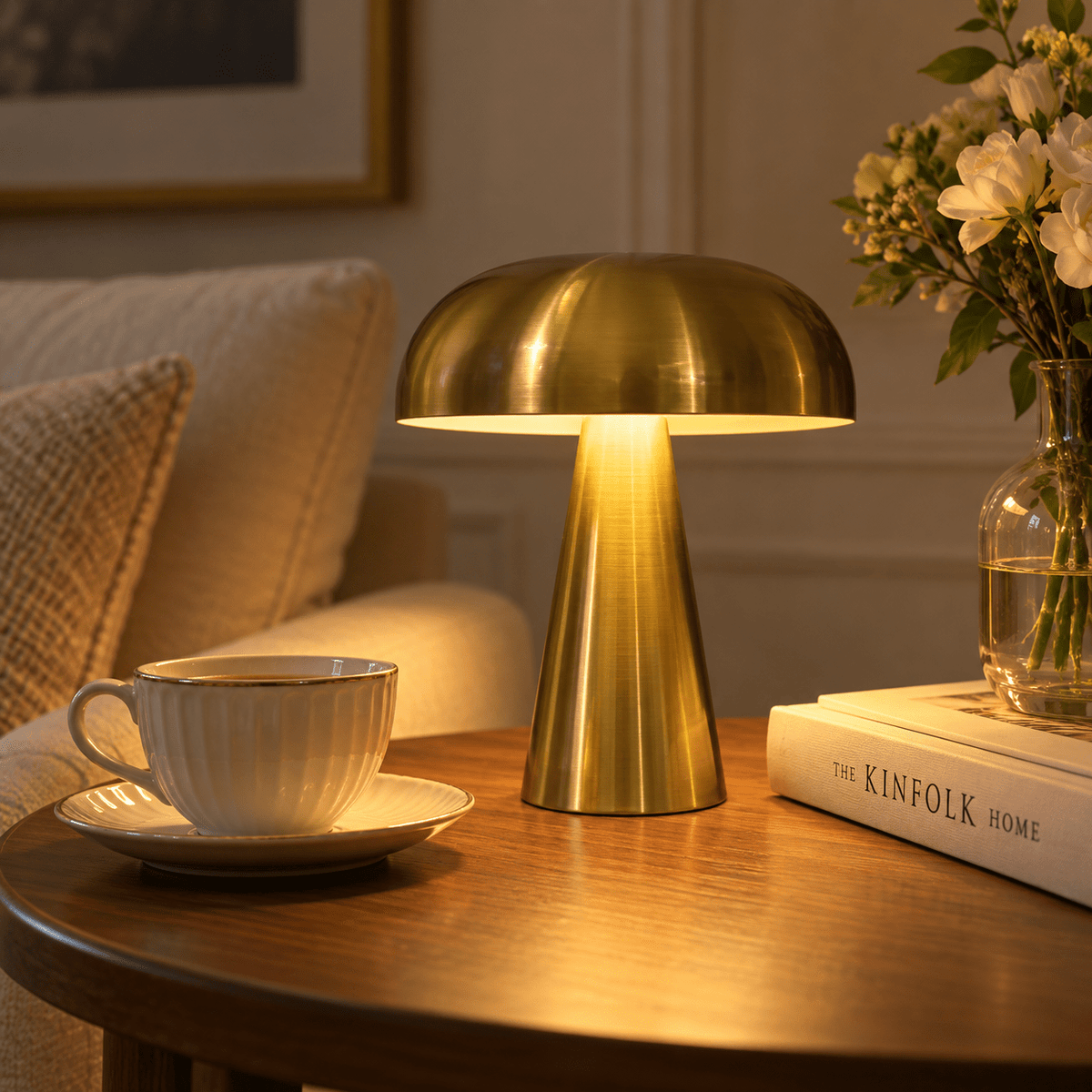Lampe Champignon Métal Or - Maison Du Design