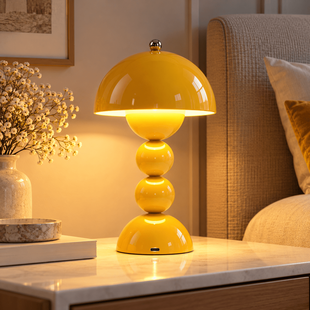 Lampe Champignon Scandinave Jaune - Maison Du Design