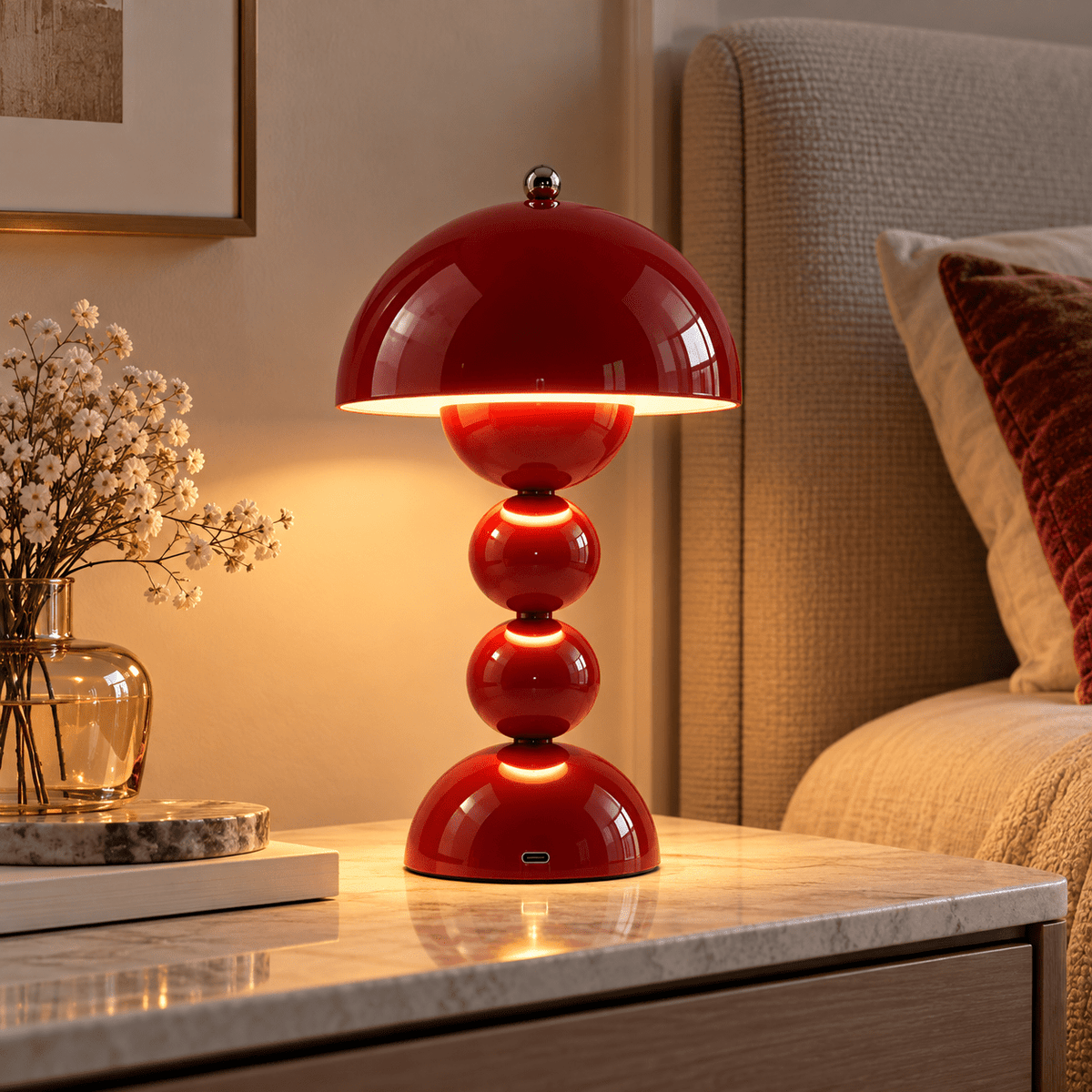Lampe Champignon Scandinave Rouge - Maison Du Design