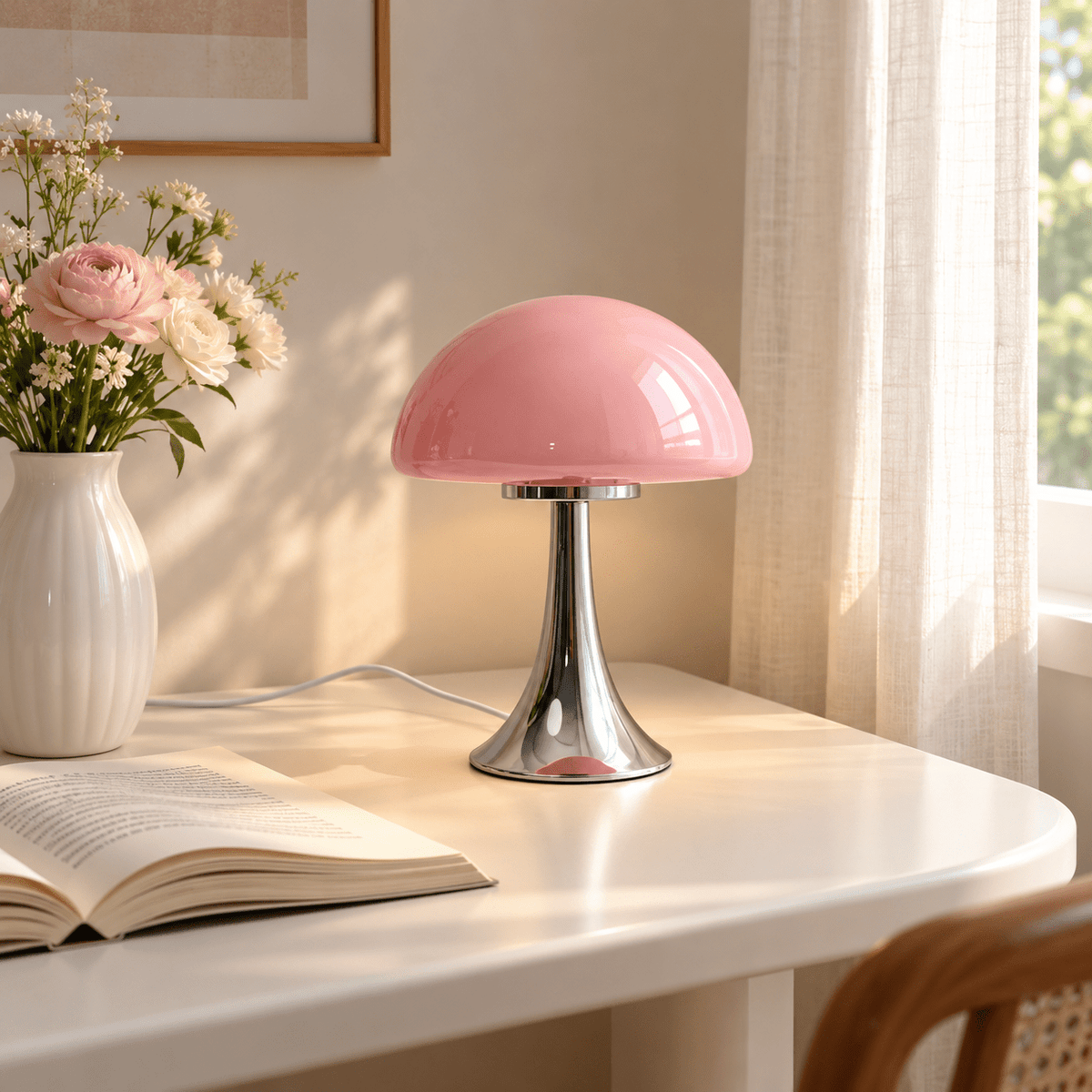 Lampe Champignon Vintage Pied Chromé - Maison Du Design