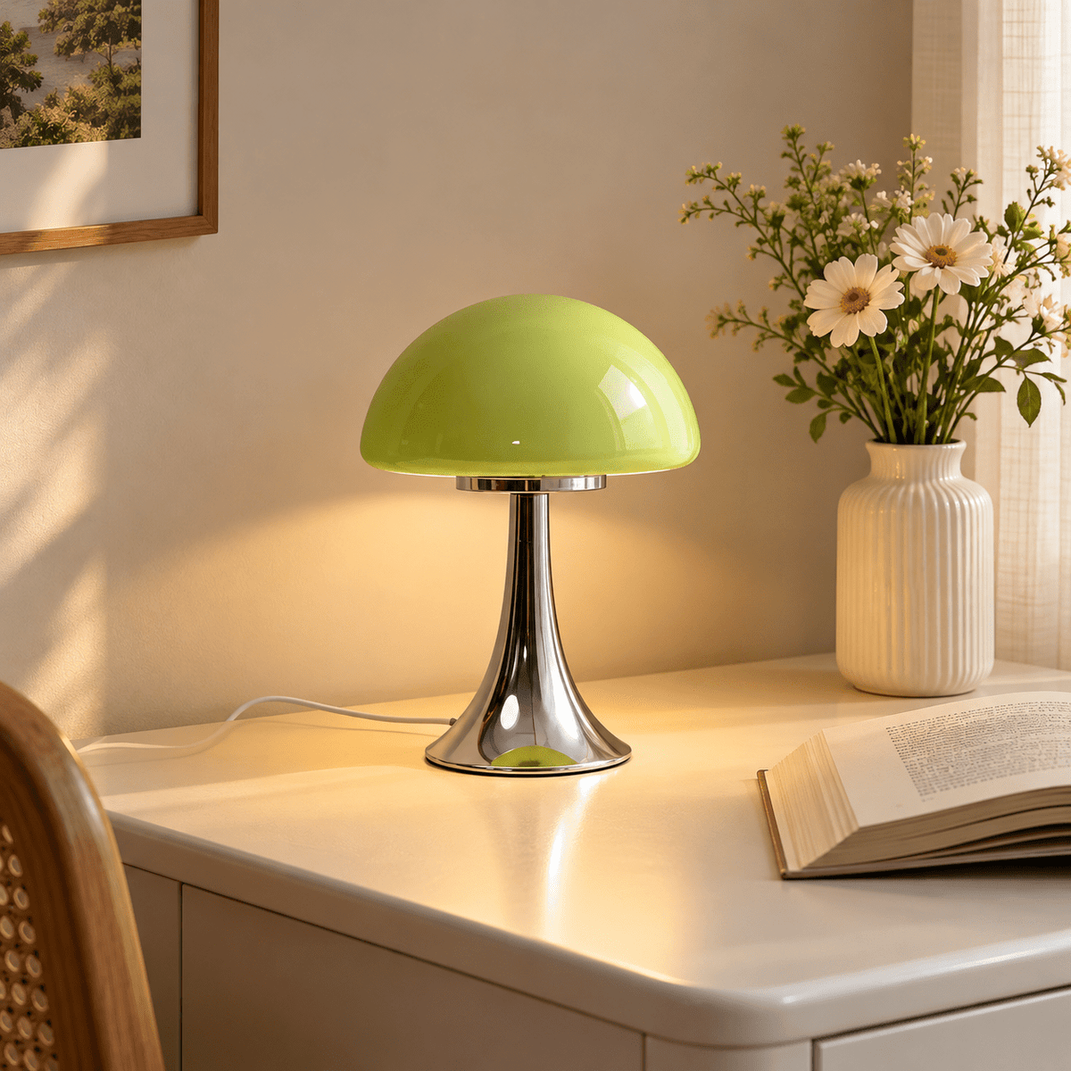 Lampe Champignon Vintage Pied Chromé - Maison Du Design