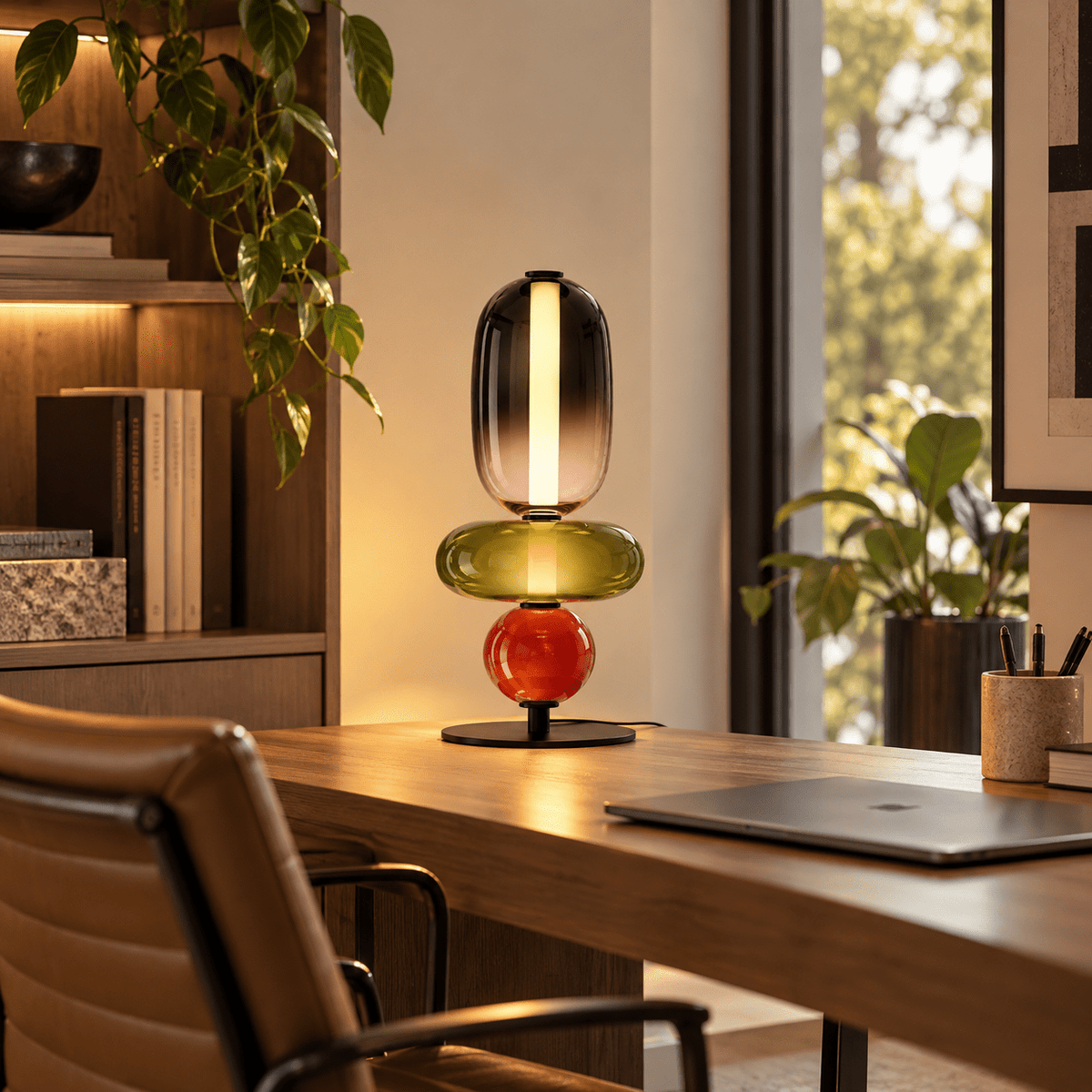Lampe De Bureau En Verre Multicolore - Maison Du Design