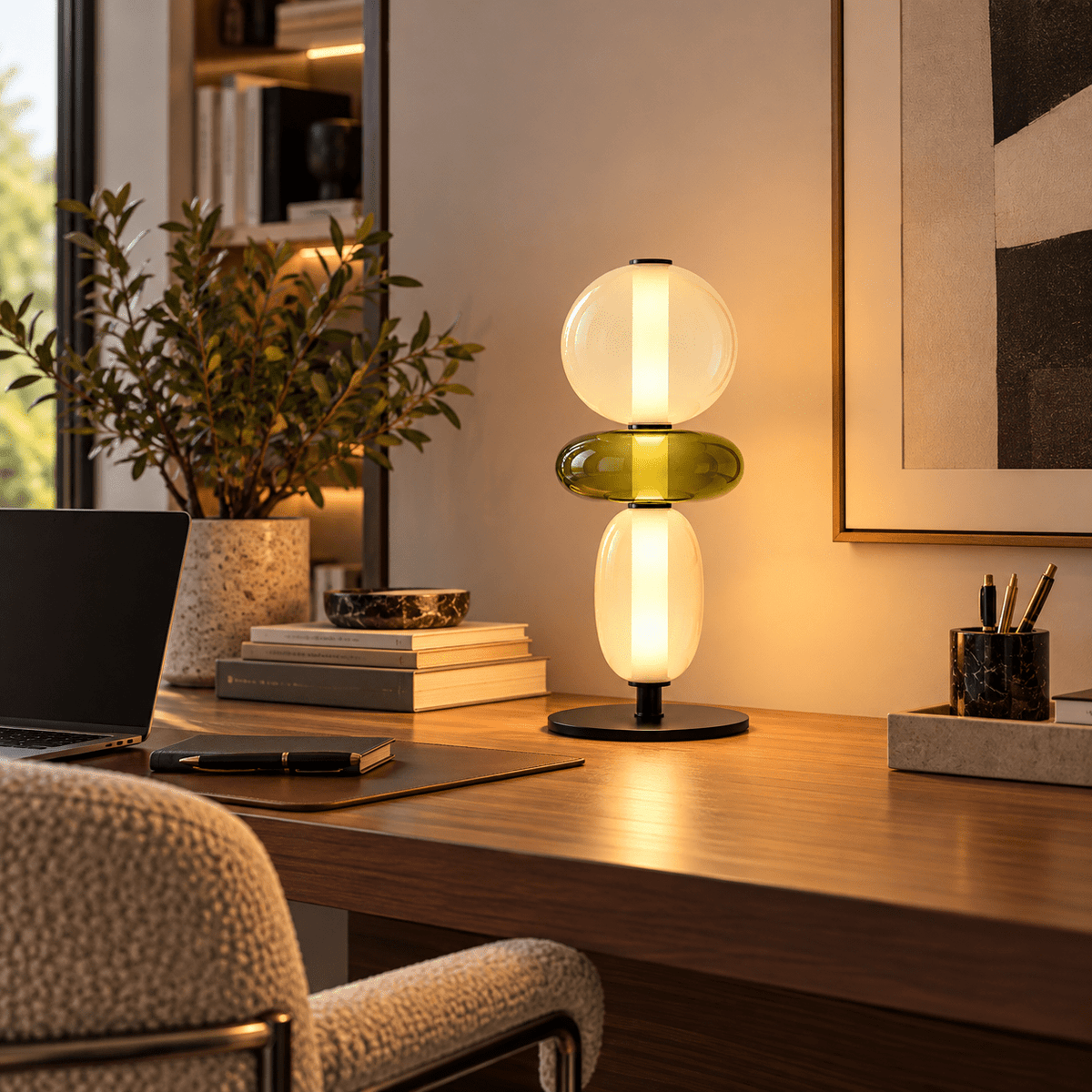 Lampe De Bureau Verre Coloré Design - Maison Du Design