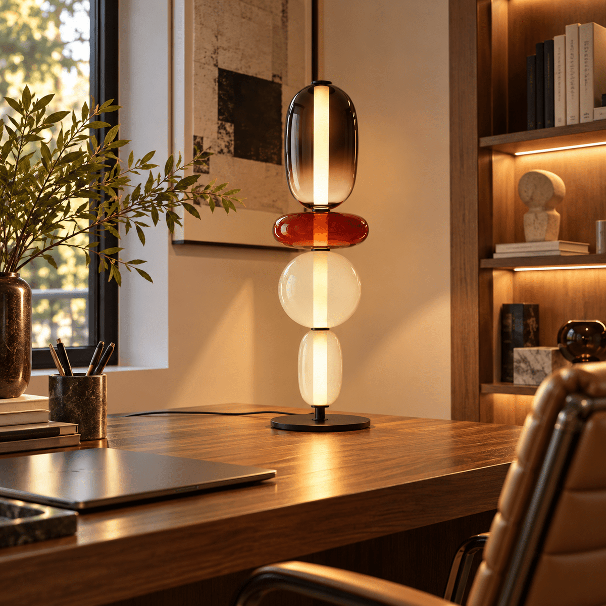 Lampe De Bureau Verre Design Empilés - Maison Du Design