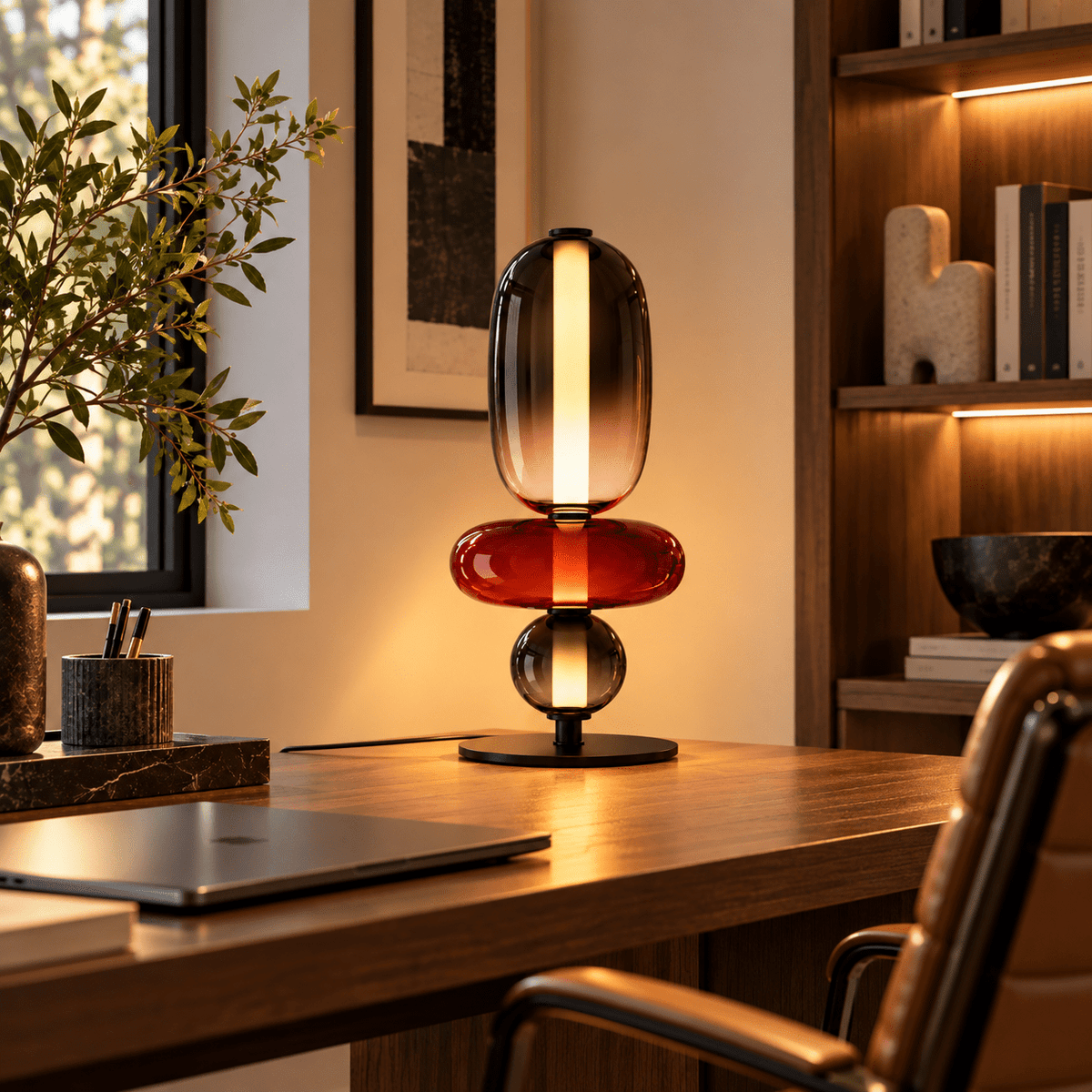 Lampe De Bureau Verre Multicolore - Maison Du Design