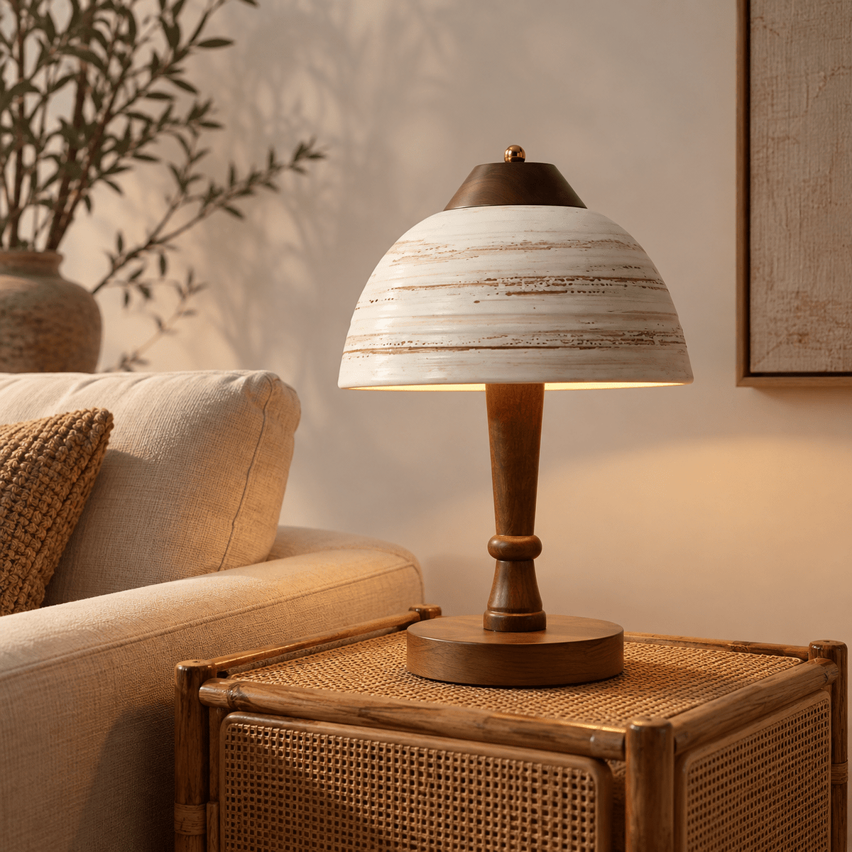 Lampe De Chevet Céramique & Bois - Maison Du Design