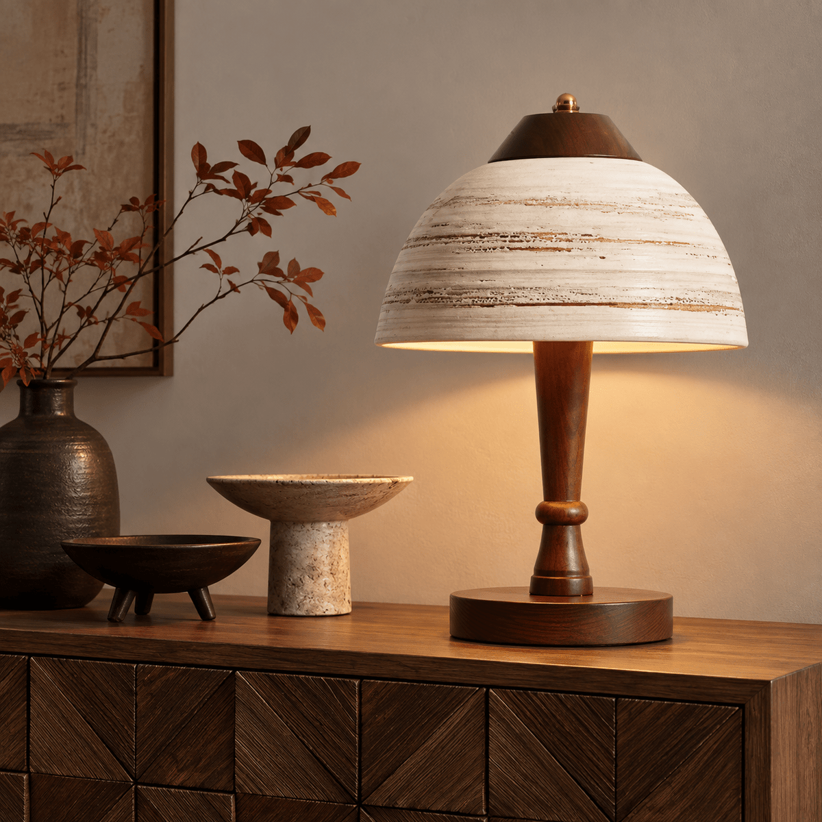 Lampe De Chevet Céramique & Bois - Maison Du Design