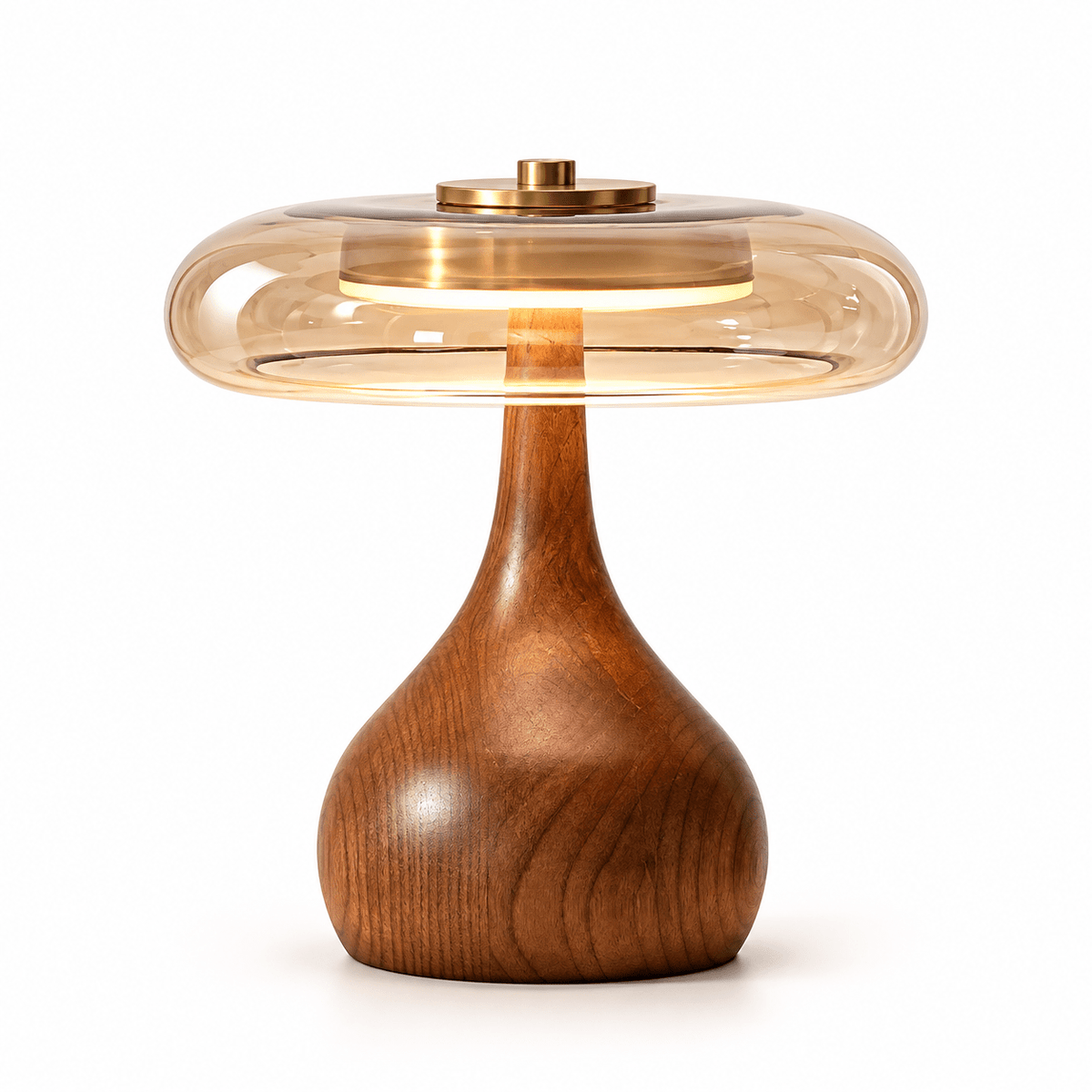 Lampe de Chevet Champignon Bois et Verre - Maison Du Design