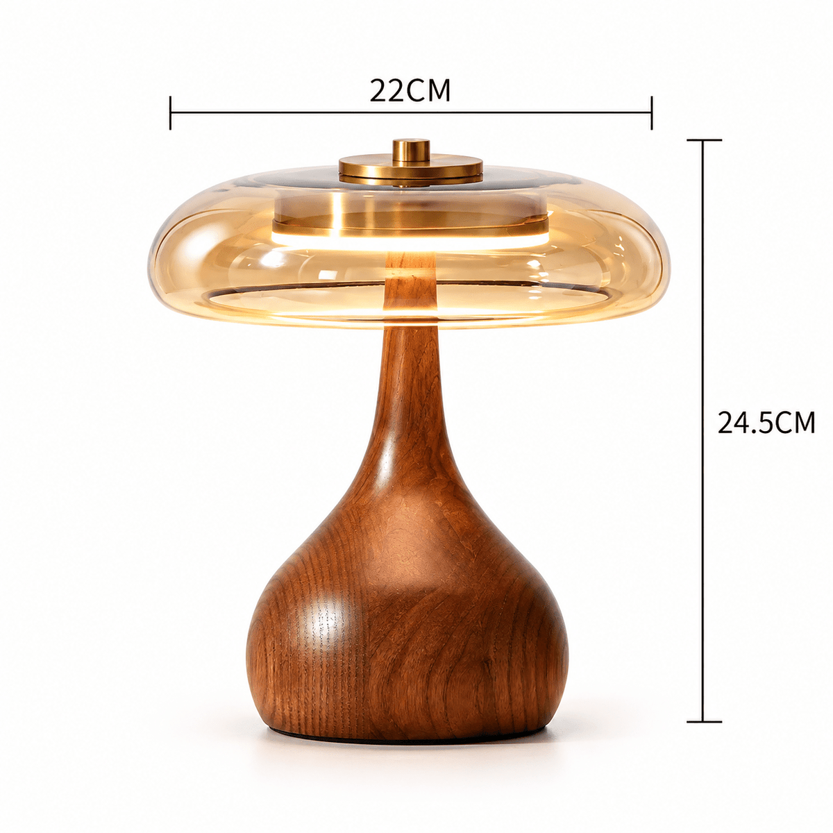 Lampe de Chevet Champignon Bois et Verre - Maison Du Design