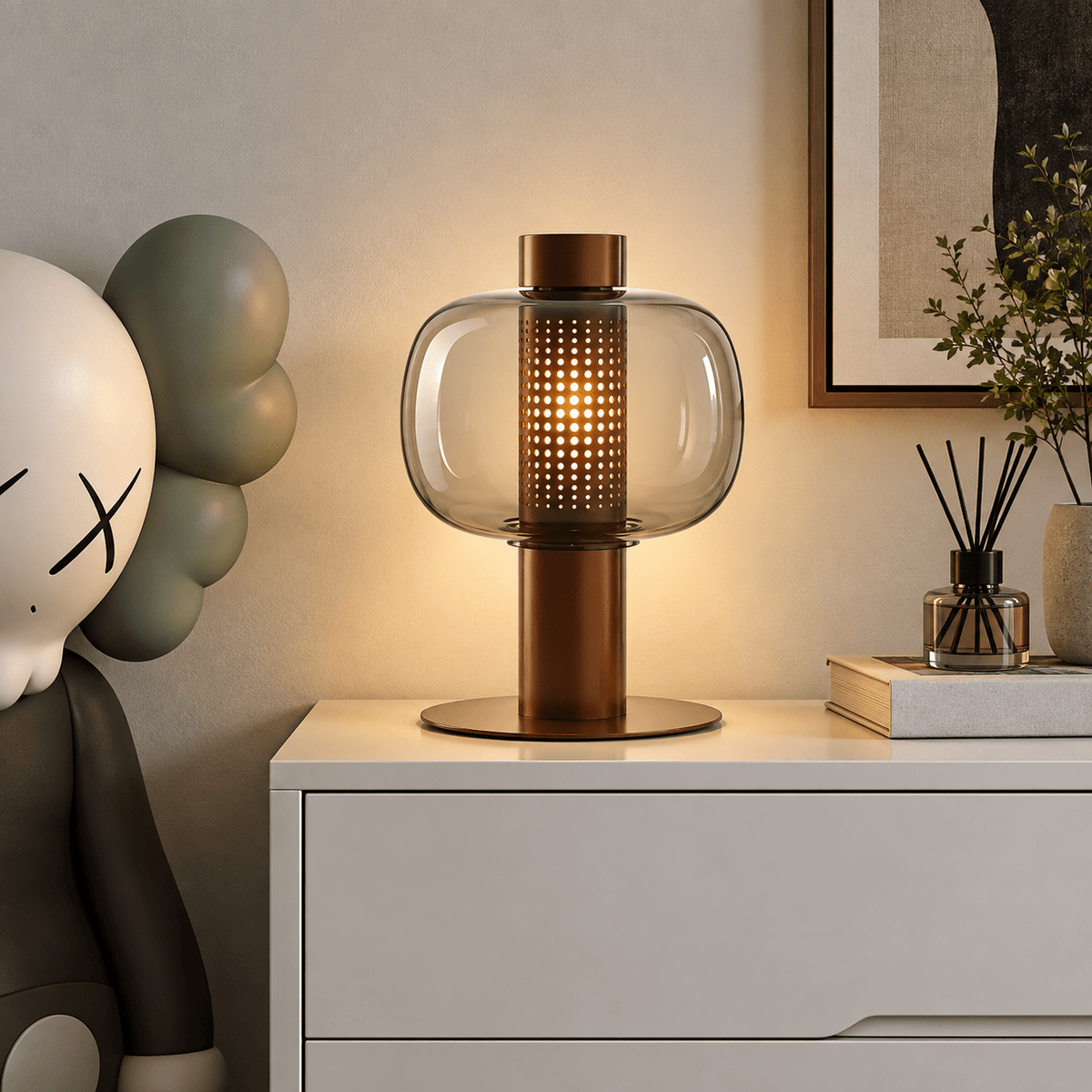 Lampe De Chevet Verre Soufflé Moderne - Maison Du Design