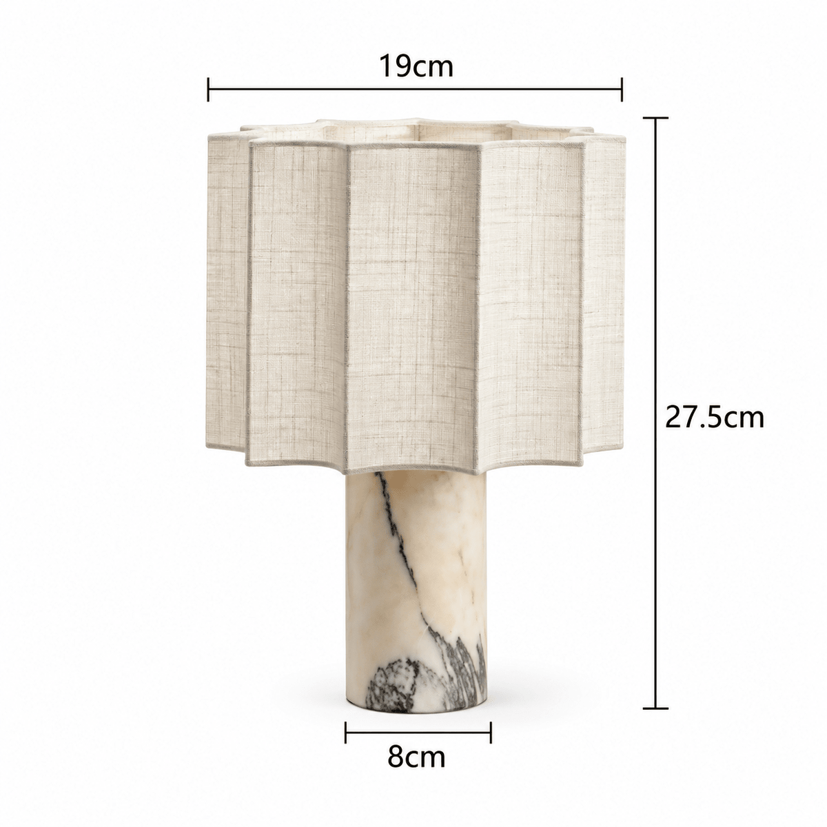 Lampe De Table Marbre Blanc Abat-Jour Plissé - Maison Du Design