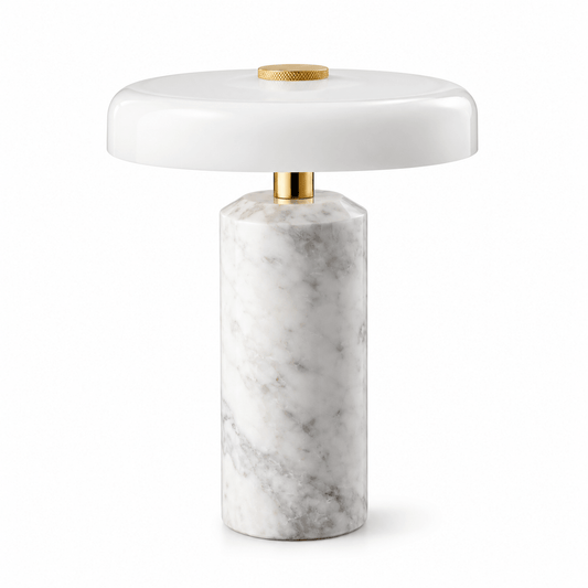 Lampe De Table Marbre Blanc Champignon - Maison Du Design