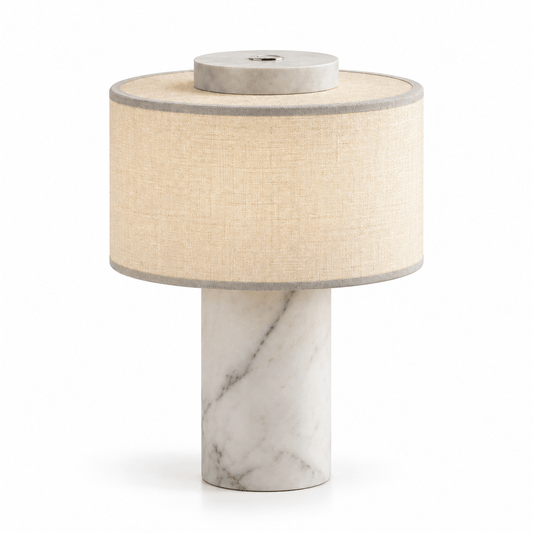 Lampe De Table Marbre Blanc Sans Fil - Maison Du Design